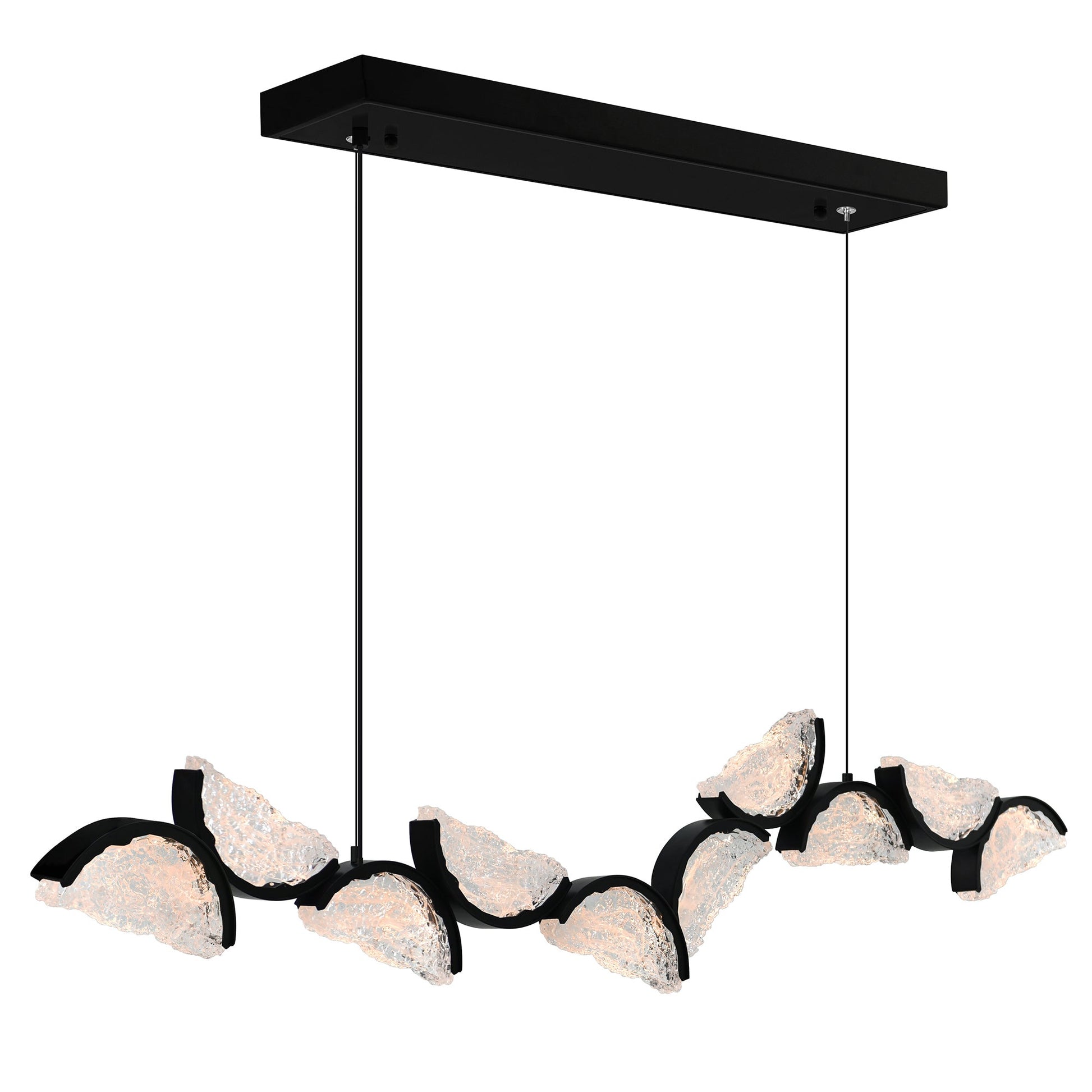 Moon Integrated LED 70in Black Chandelier with Handcrafted Glass - CWI Lighting