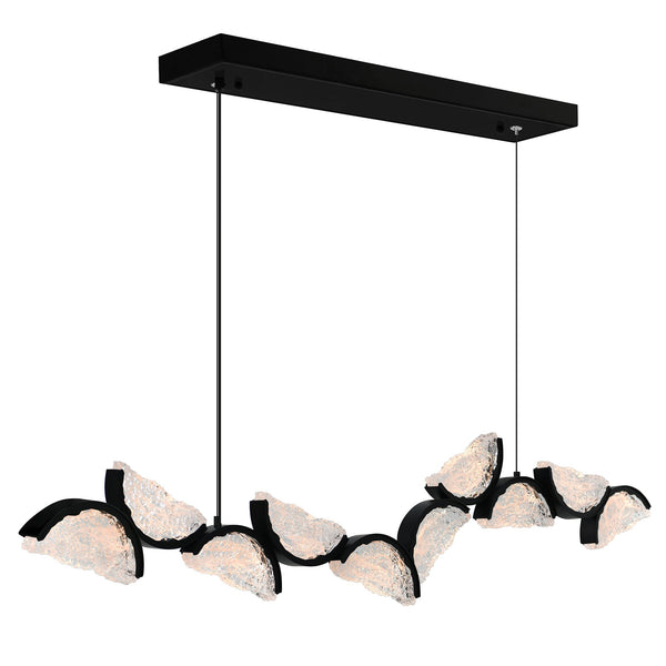 Moon Integrated LED 70in Black Chandelier with Handcrafted Glass - CWI Lighting