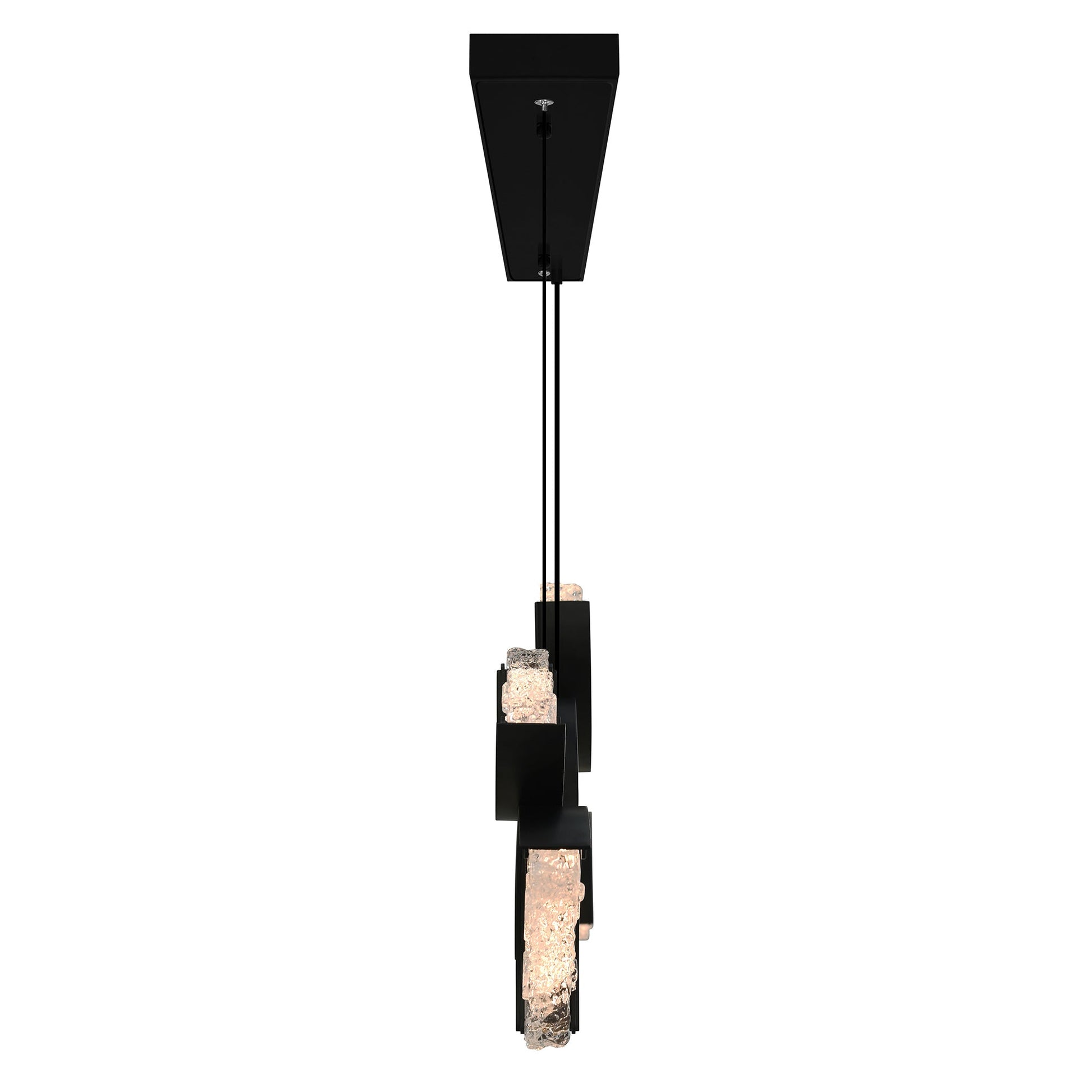Moon Integrated LED 70in Black Chandelier with Handcrafted Glass - CWI Lighting