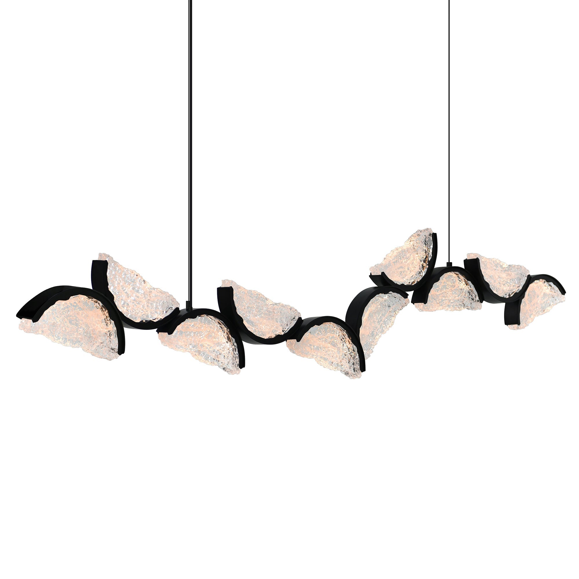Moon Integrated LED 70in Black Chandelier with Handcrafted Glass - CWI Lighting