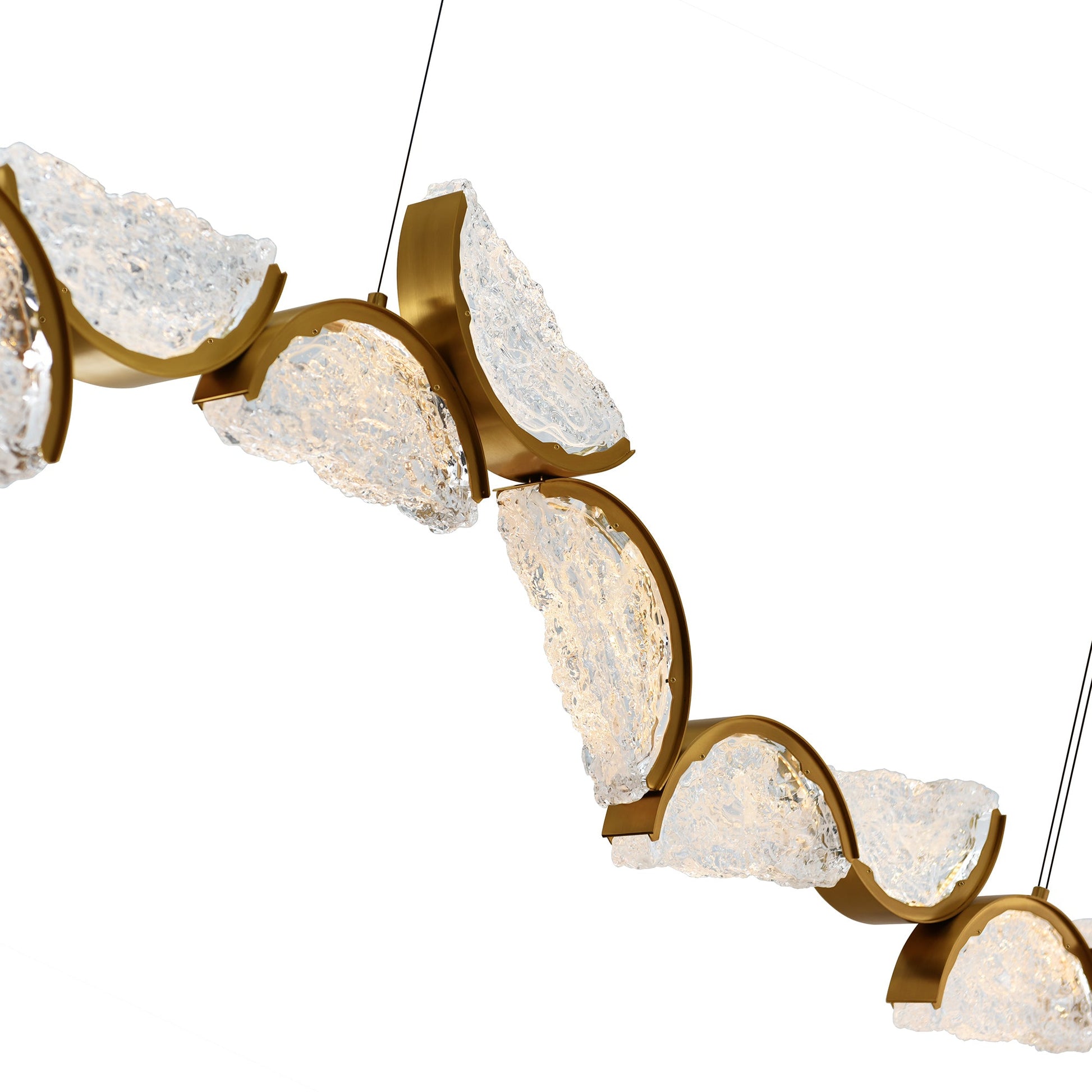 Moon Integrated LED 70in Brass Chandelier with Handcrafted Glass - CWI Lighting