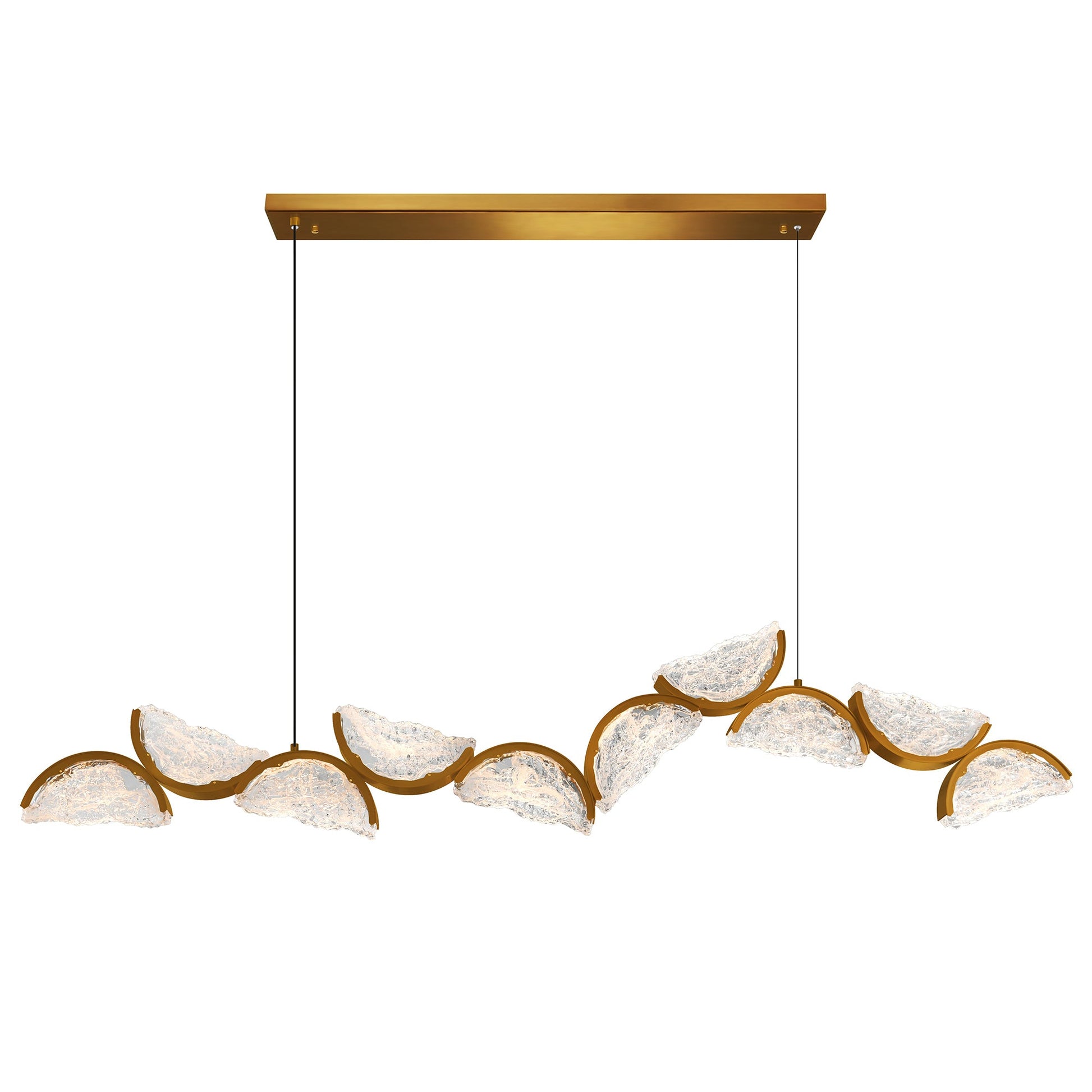 Moon Integrated LED 70in Brass Chandelier with Handcrafted Glass - CWI Lighting