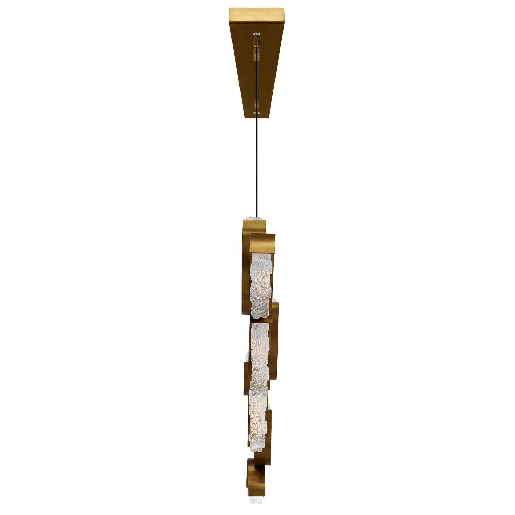 Moon Integrated LED 70in Brass Chandelier with Handcrafted Glass - CWI Lighting