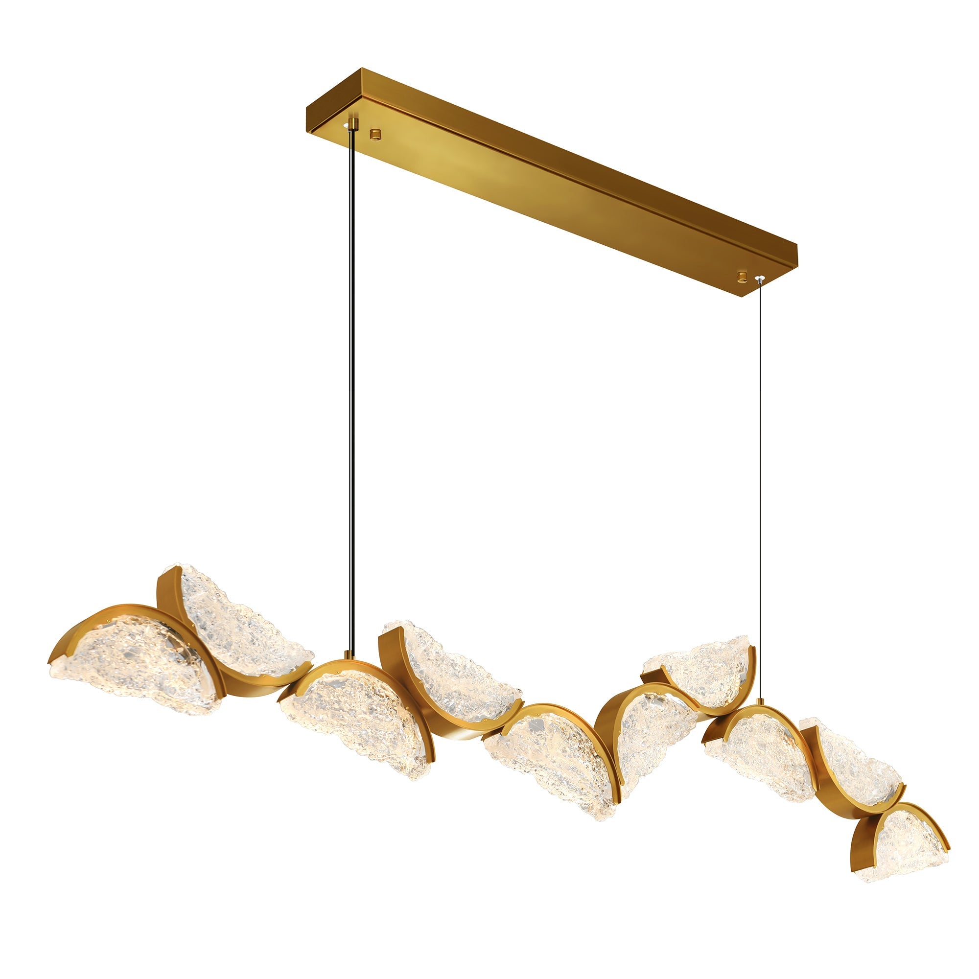 Moon Integrated LED 70in Brass Chandelier with Handcrafted Glass - CWI Lighting