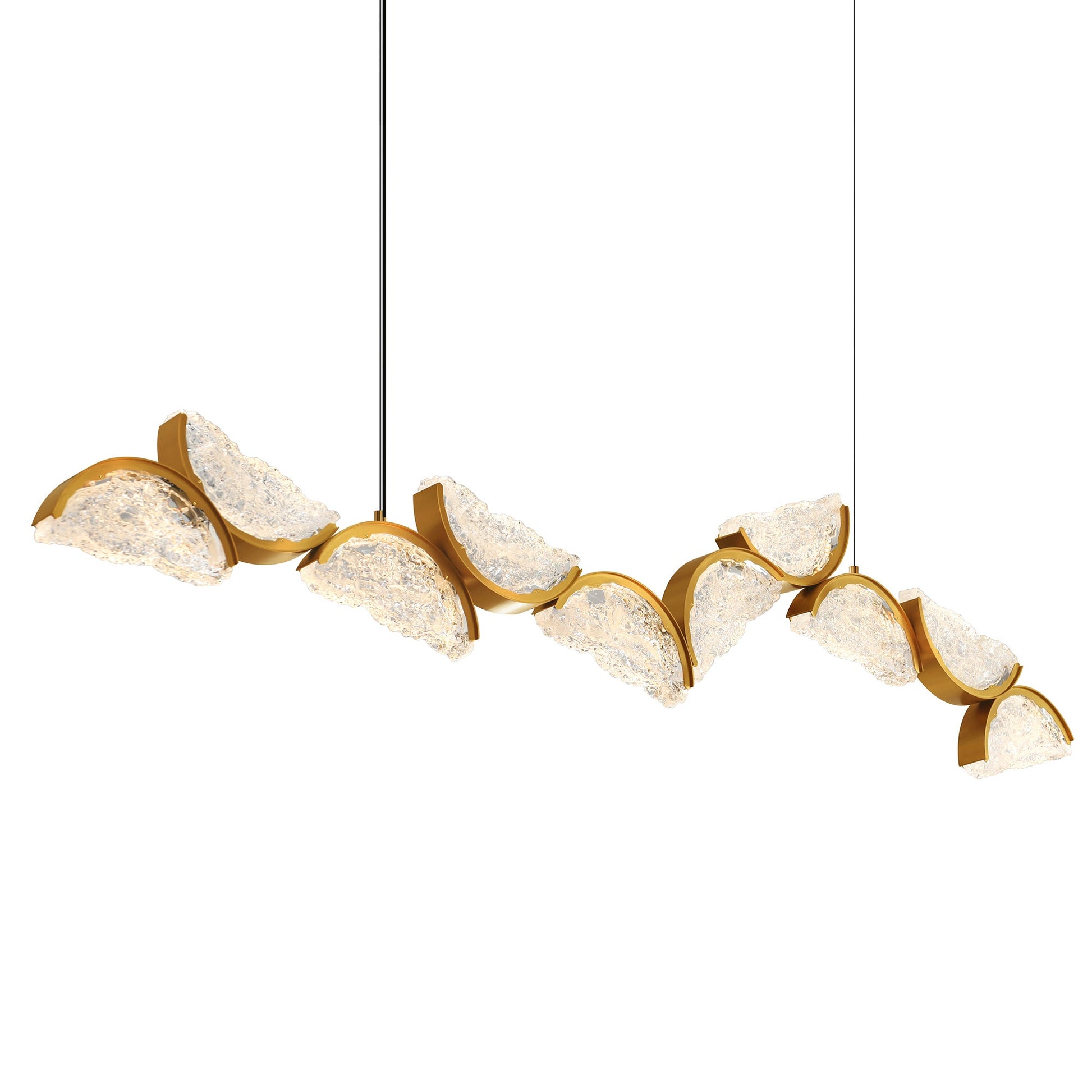 Moon Integrated LED 70in Brass Chandelier with Handcrafted Glass - CWI Lighting