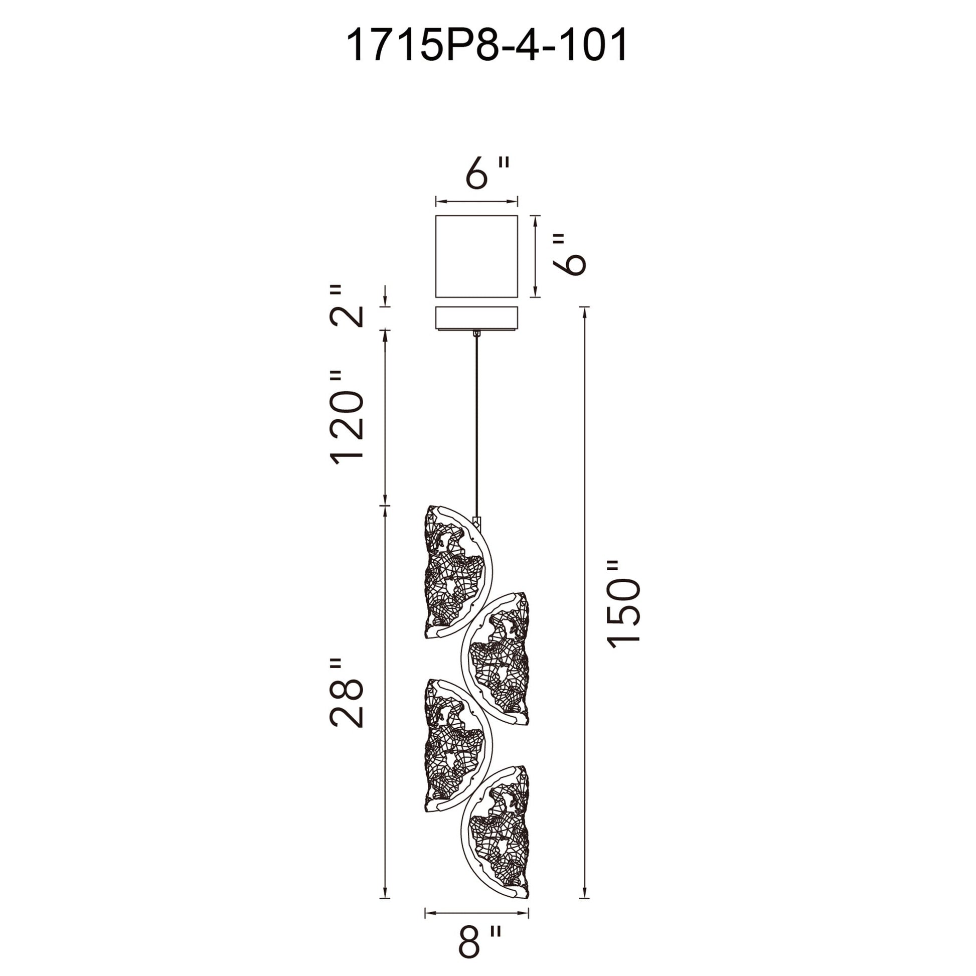 Moon Integrated LED 8in Black Mini Pendant with Handcrafted Glass - CWI Lighting
