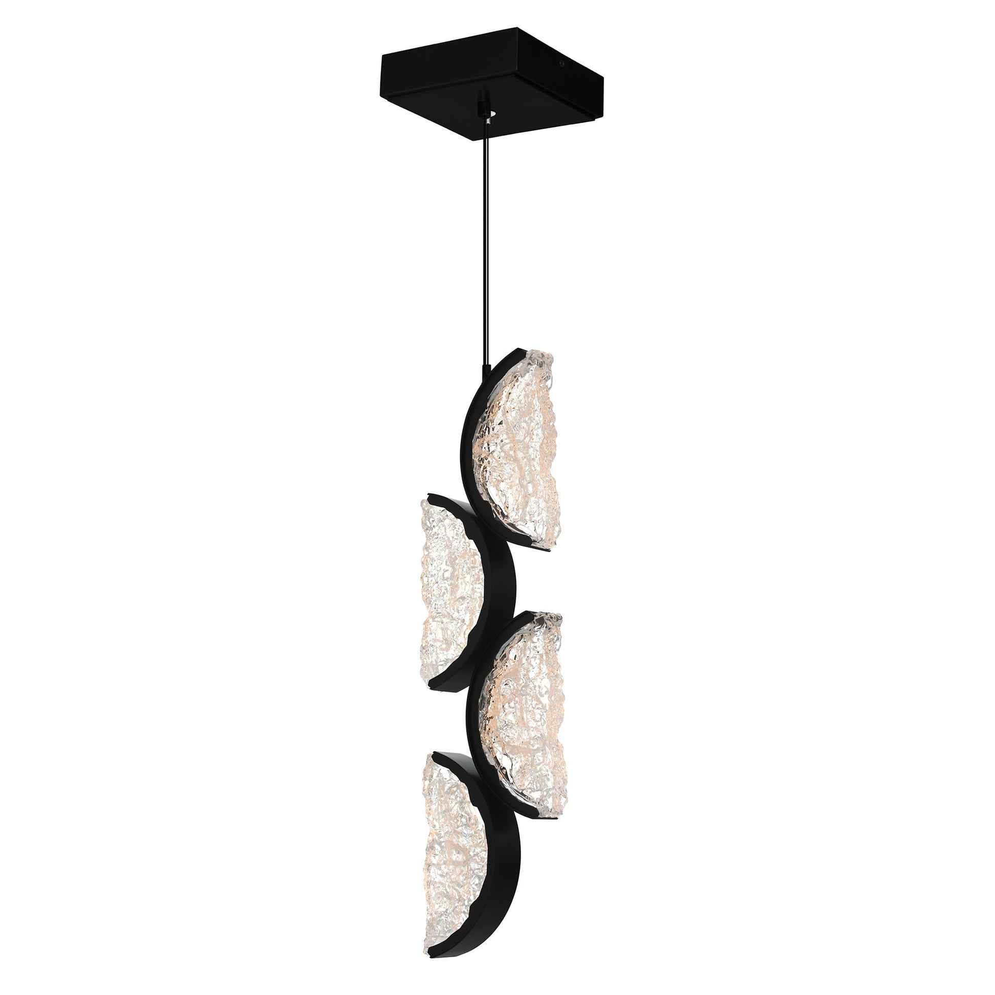 Moon Integrated LED 8in Black Mini Pendant with Handcrafted Glass - CWI Lighting