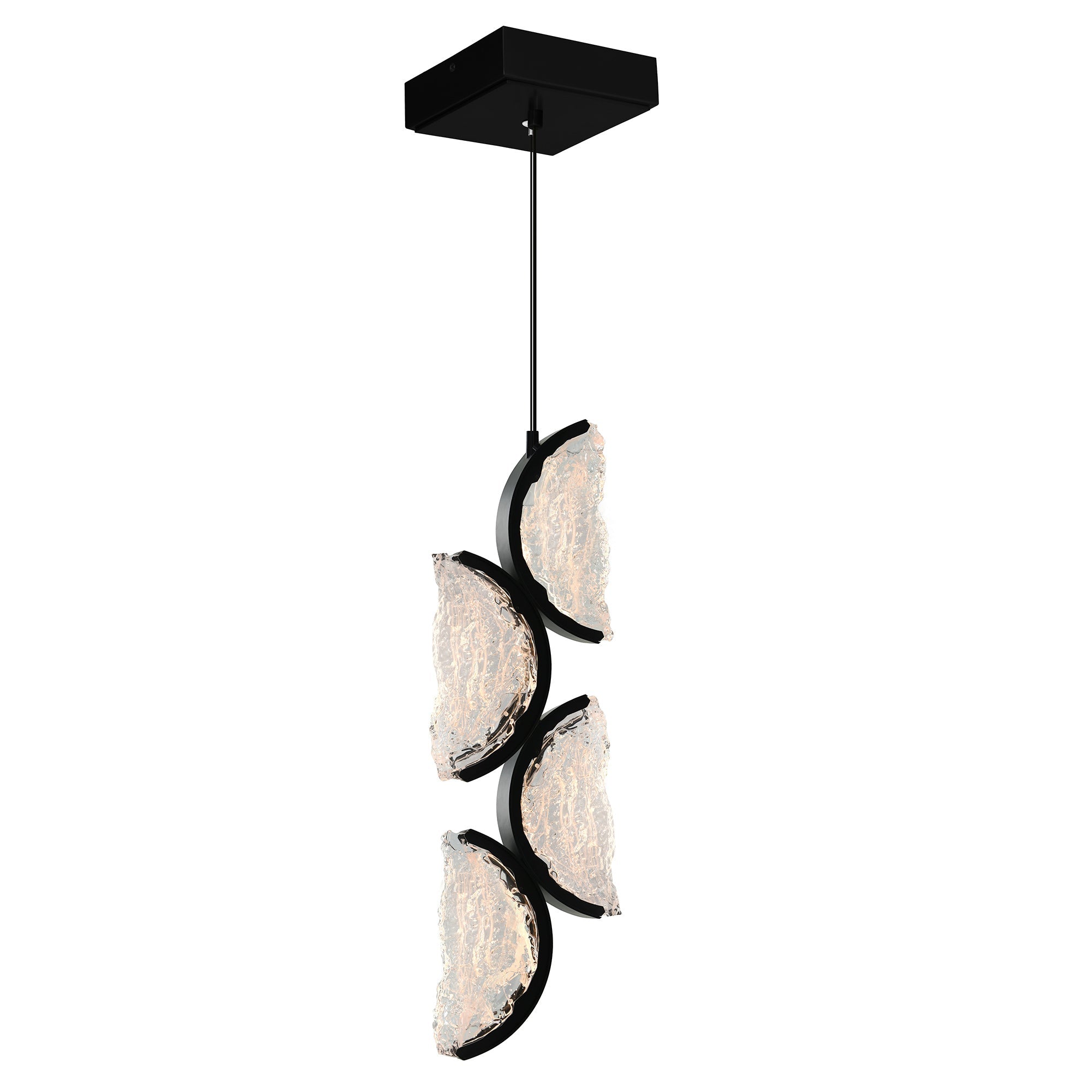 Moon Integrated LED 8in Black Mini Pendant with Handcrafted Glass - CWI Lighting