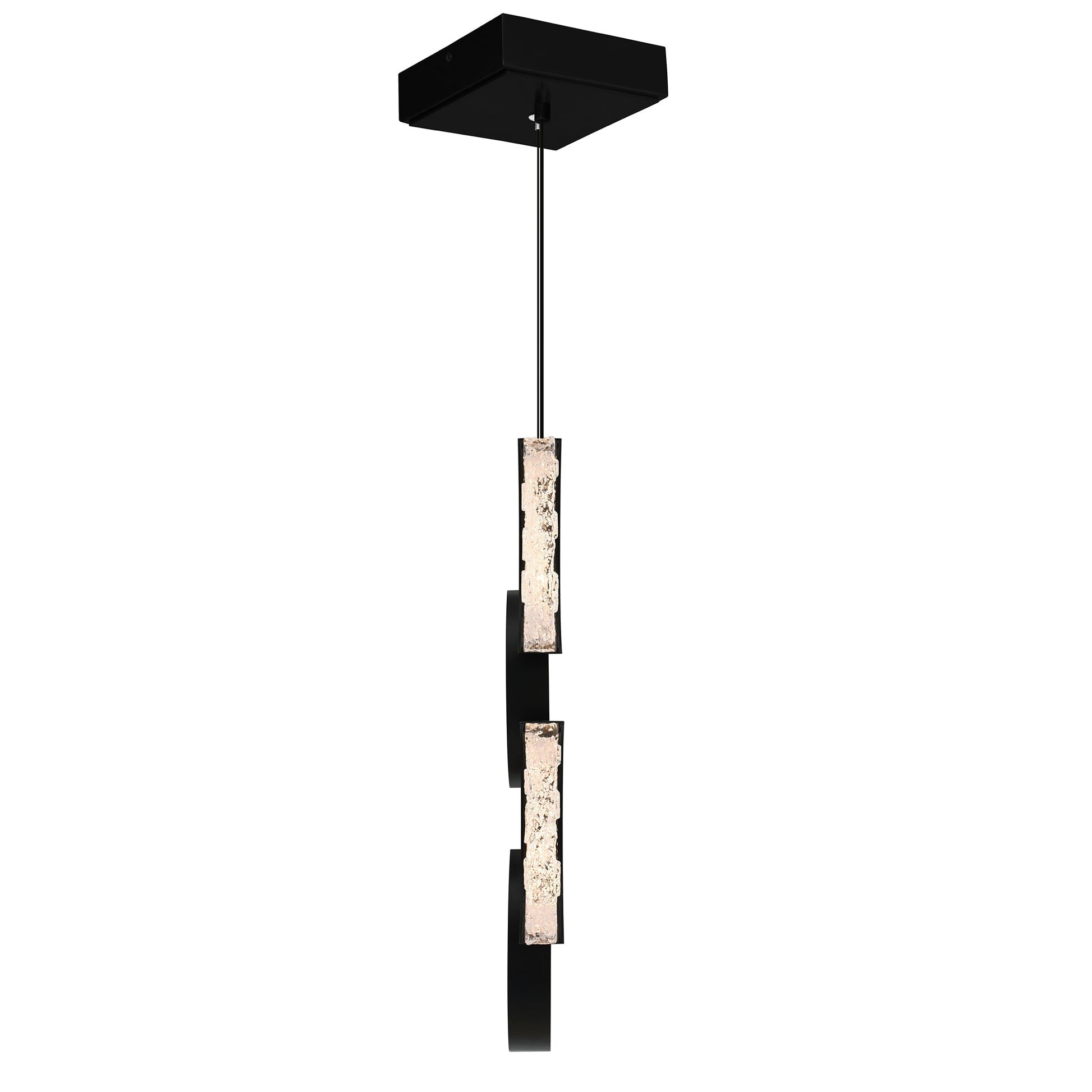 Moon Integrated LED 8in Black Mini Pendant with Handcrafted Glass - CWI Lighting