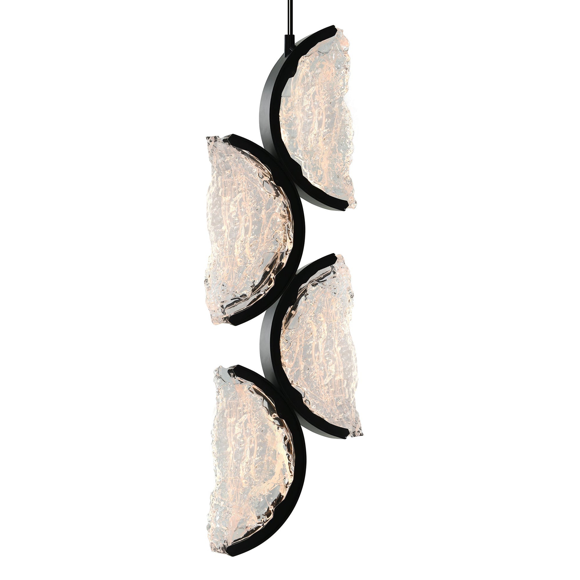 Moon Integrated LED 8in Black Mini Pendant with Handcrafted Glass - CWI Lighting