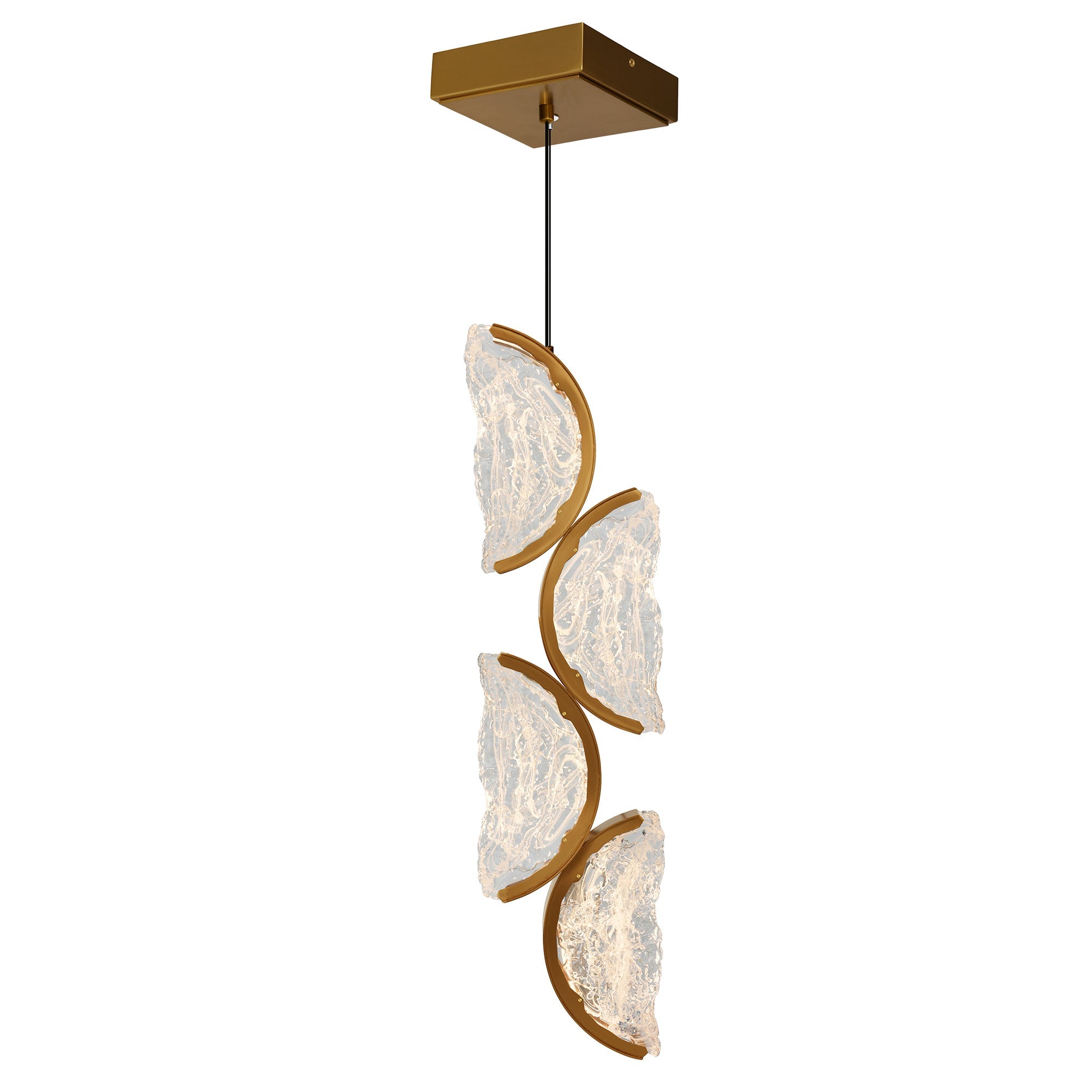 Moon Integrated LED 8in Brass Mini Pendant with Handcrafted Glass - CWI Lighting