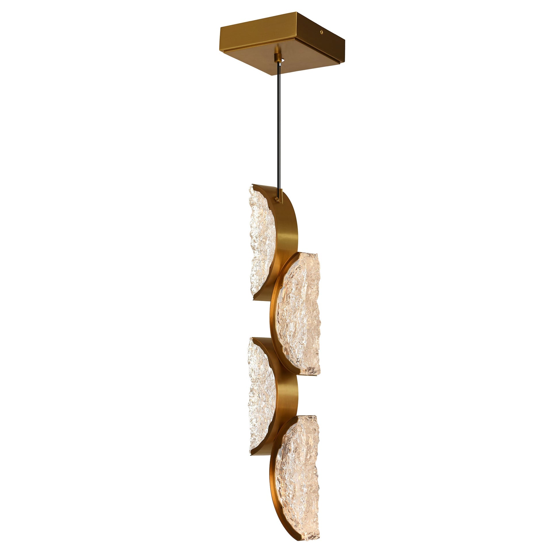 Moon Integrated LED 8in Brass Mini Pendant with Handcrafted Glass - CWI Lighting