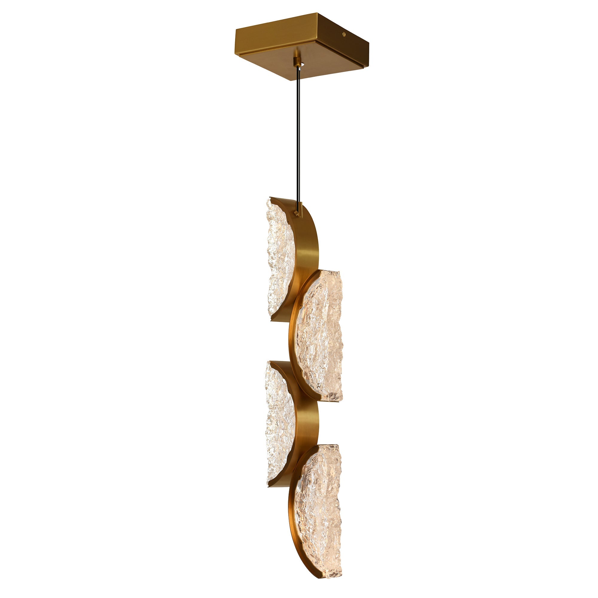 Moon Integrated LED 8in Brass Mini Pendant with Handcrafted Glass - CWI Lighting
