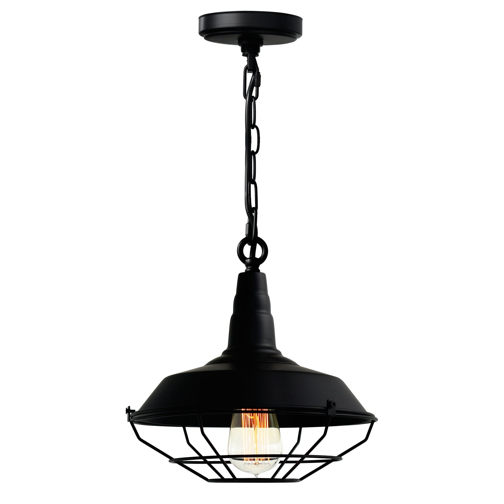 Morgan 1 Light 14in Black Down Mini Pendant - CWI Lighting