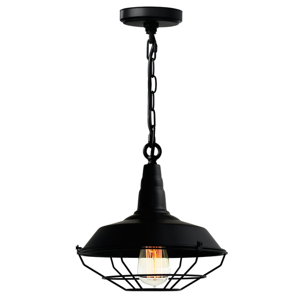Morgan 1 Light 14in Black Down Mini Pendant - CWI Lighting