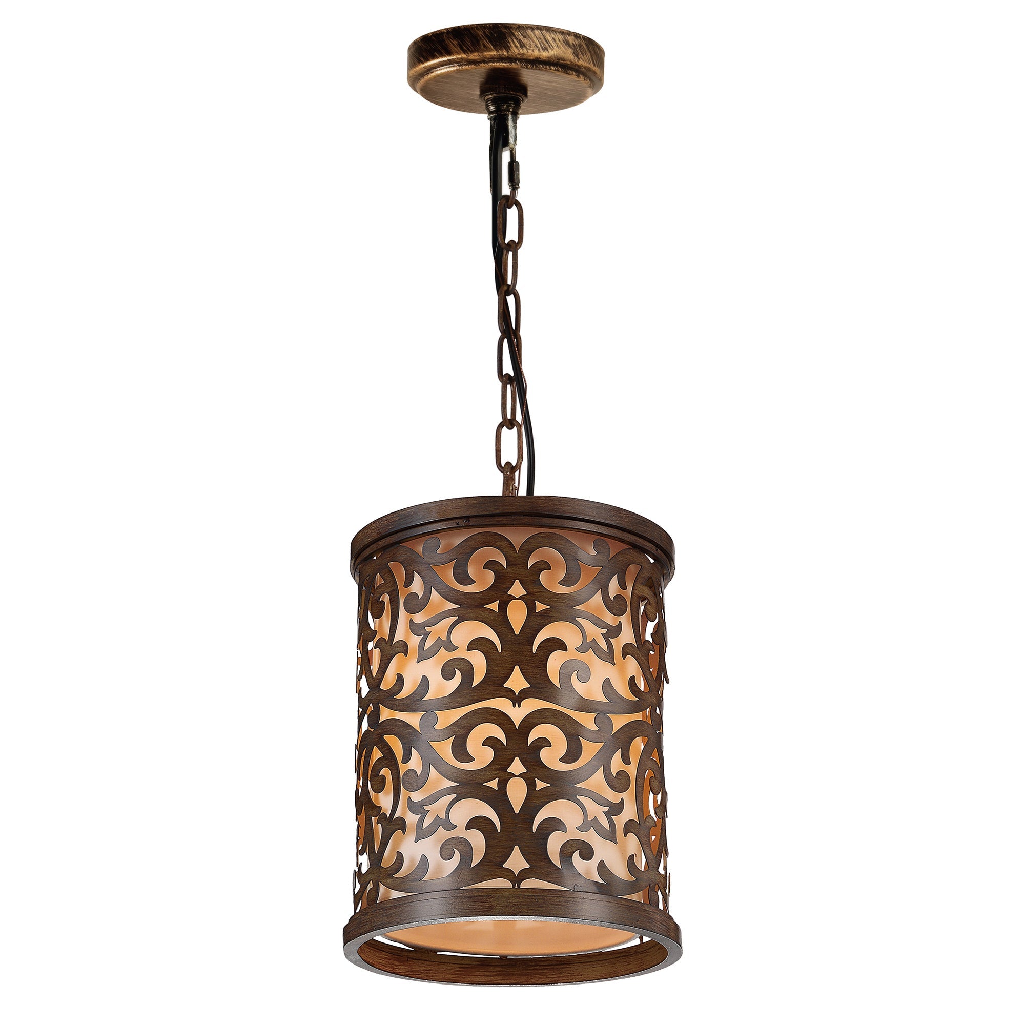 Nicole 1 Light 9in Brushed Chocolate Drum Shade Mini Pendant - CWI Lighting