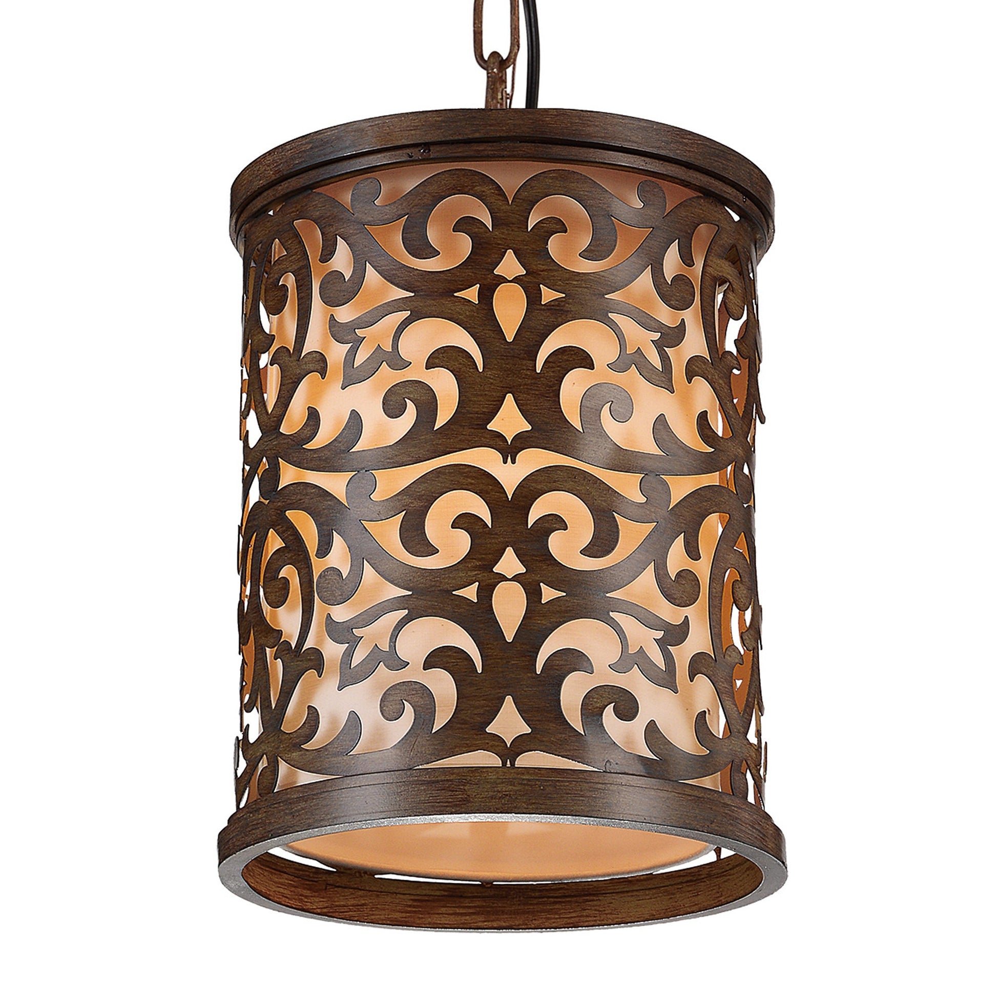 Nicole 1 Light 9in Brushed Chocolate Drum Shade Mini Pendant - CWI Lighting