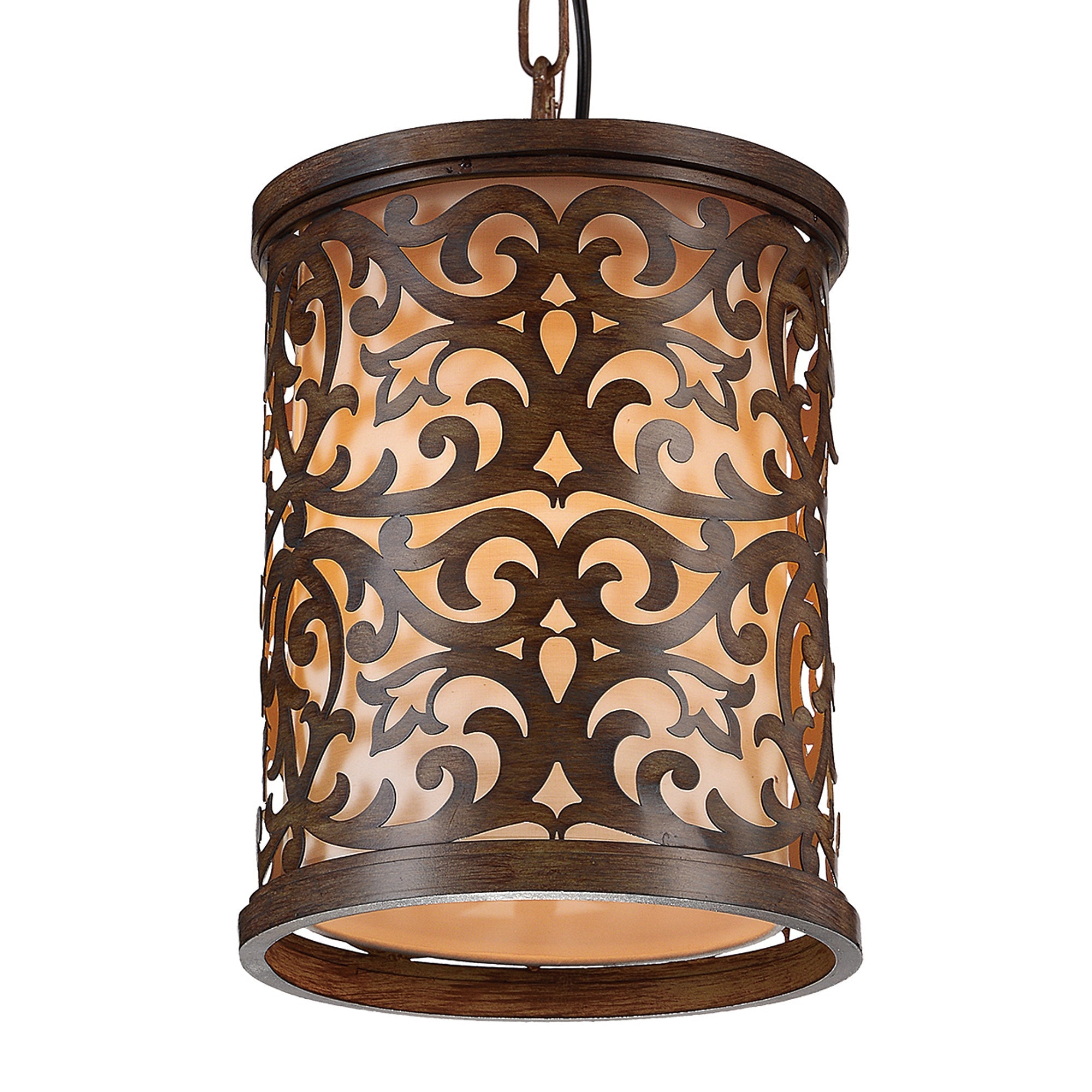 Nicole 1 Light 9in Brushed Chocolate Drum Shade Mini Pendant - CWI Lighting