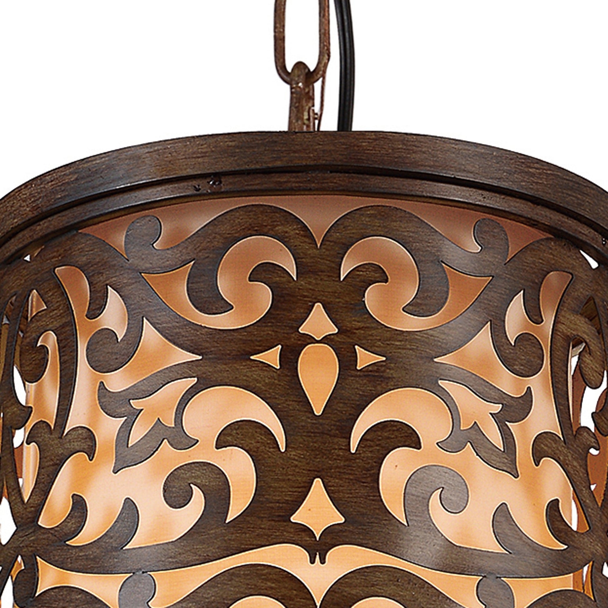 Nicole 1 Light 9in Brushed Chocolate Drum Shade Mini Pendant - CWI Lighting