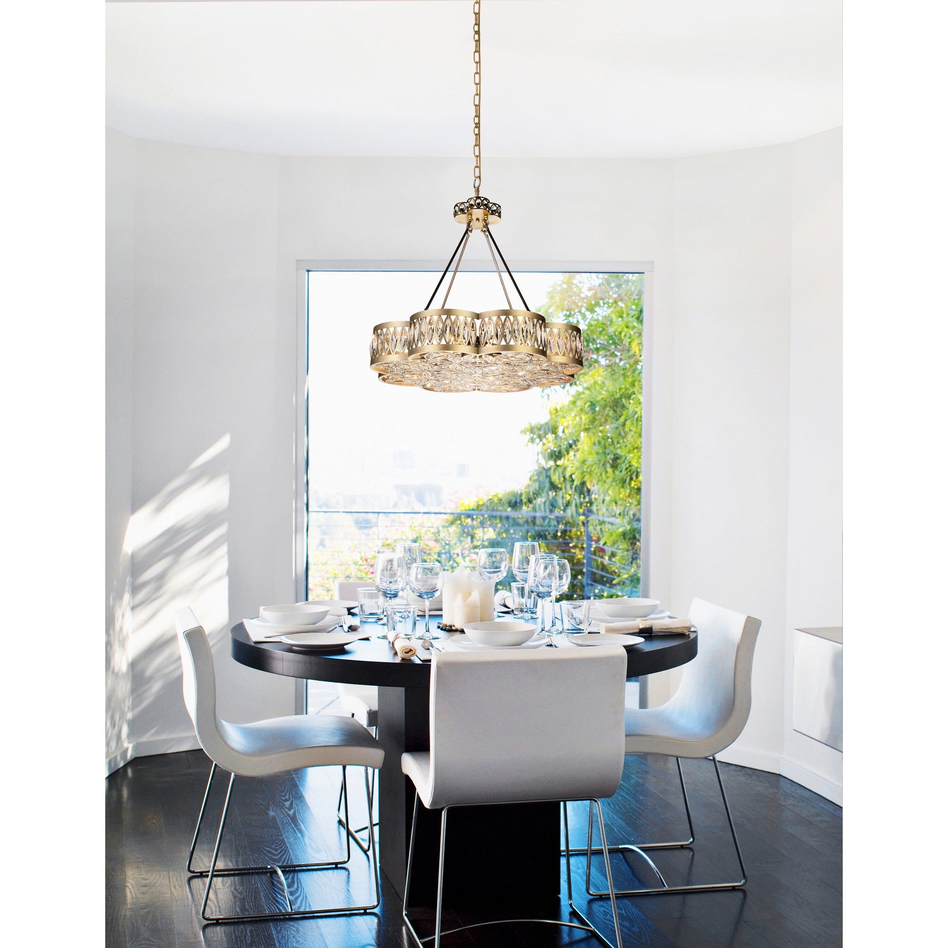 Nova 8 Light 31in Champagne Chandelier - CWI Lighting