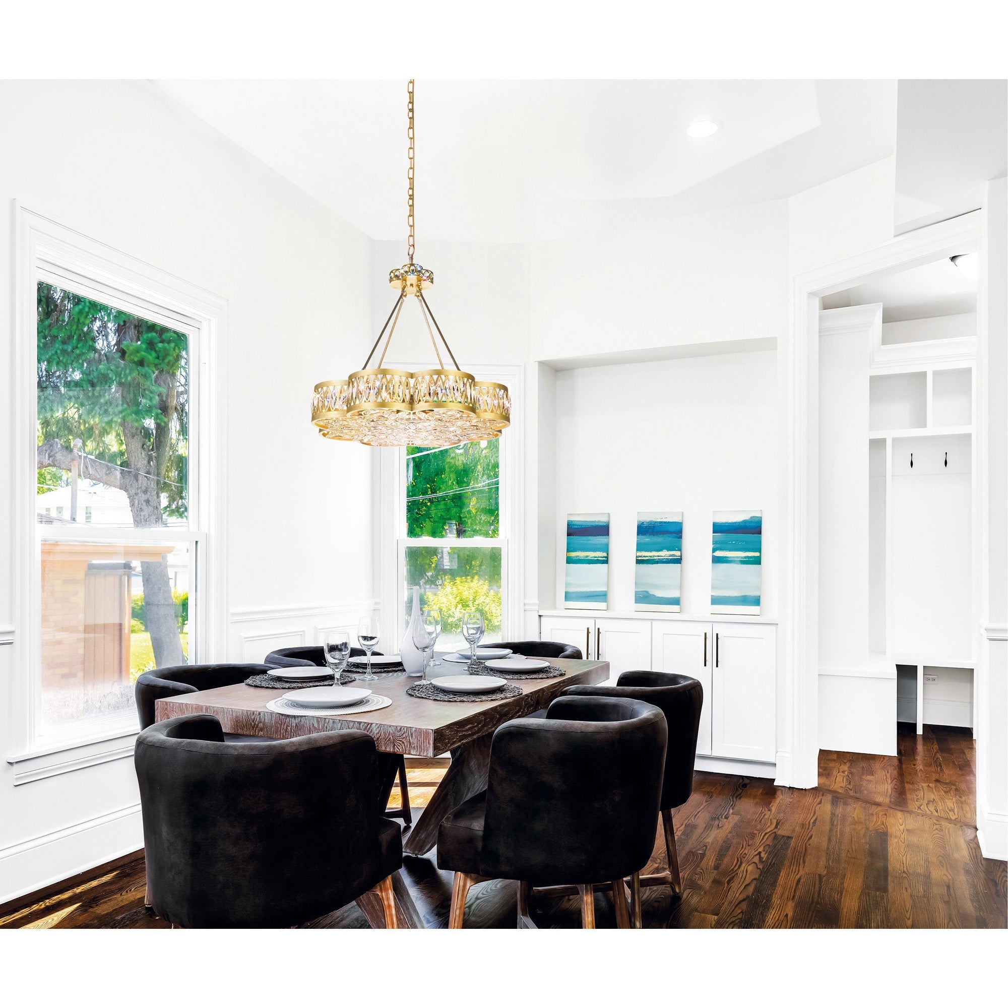 Nova 8 Light 31in Champagne Chandelier - CWI Lighting