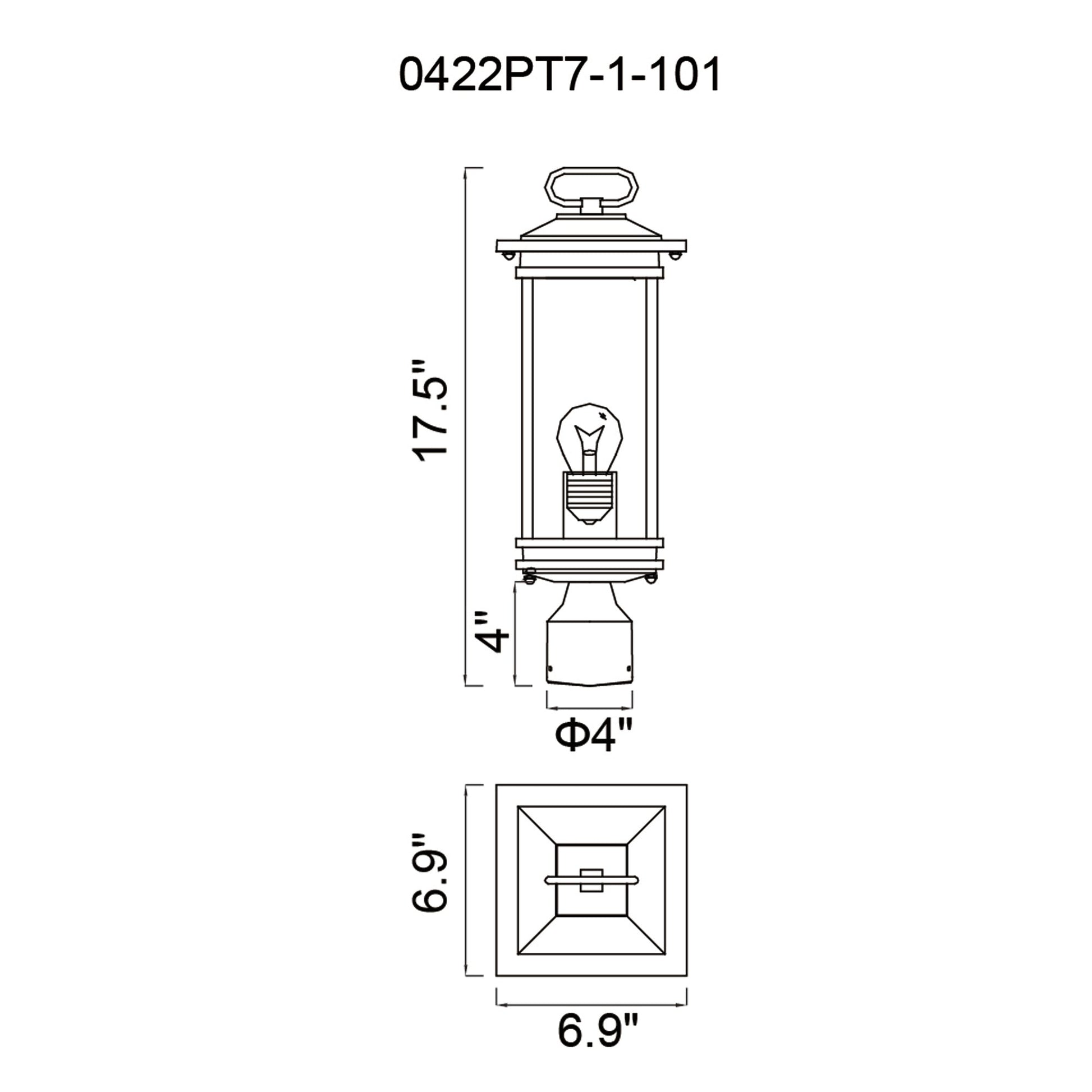 Oakwood 1 Light Outdoor Black Lantern Head - CWI Lighting