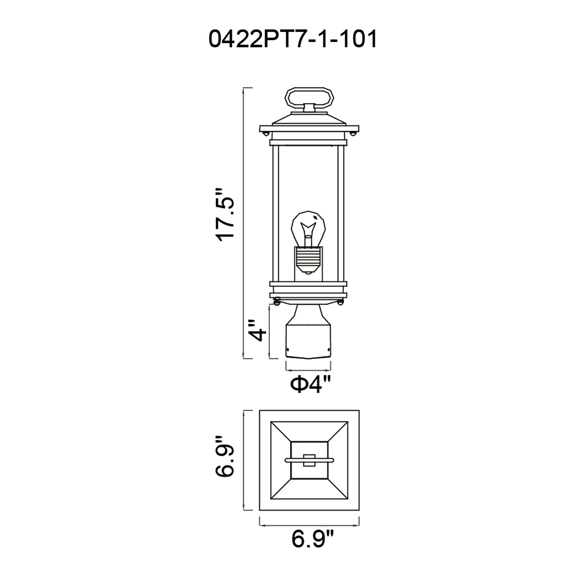 Oakwood 1 Light Outdoor Black Lantern Head - CWI Lighting
