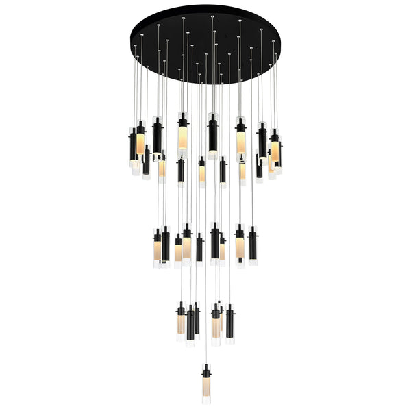 Olinda Integrated LED 33in Black Chandelier - CWI Lighting