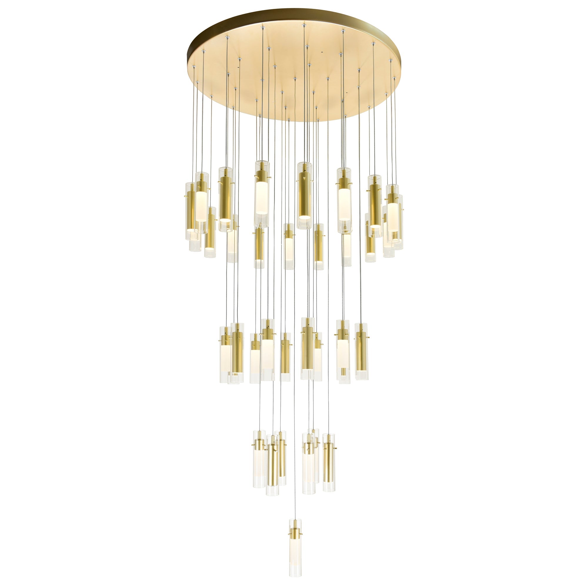Olinda Integrated LED 33in Satin Gold Chandelier - CWI Lighting