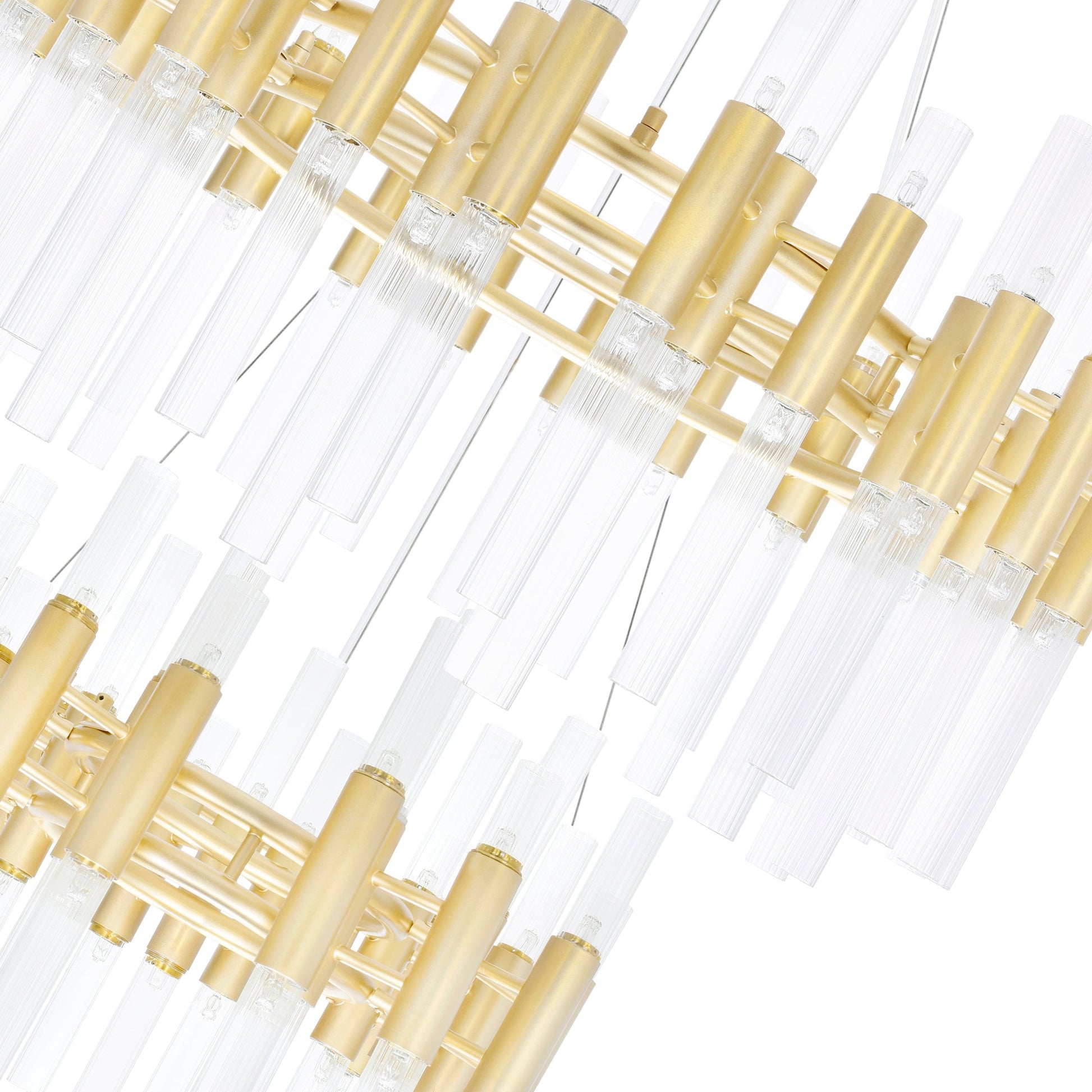 Orgue 123 Light 32in Satin Gold Chandelier - CWI Lighting