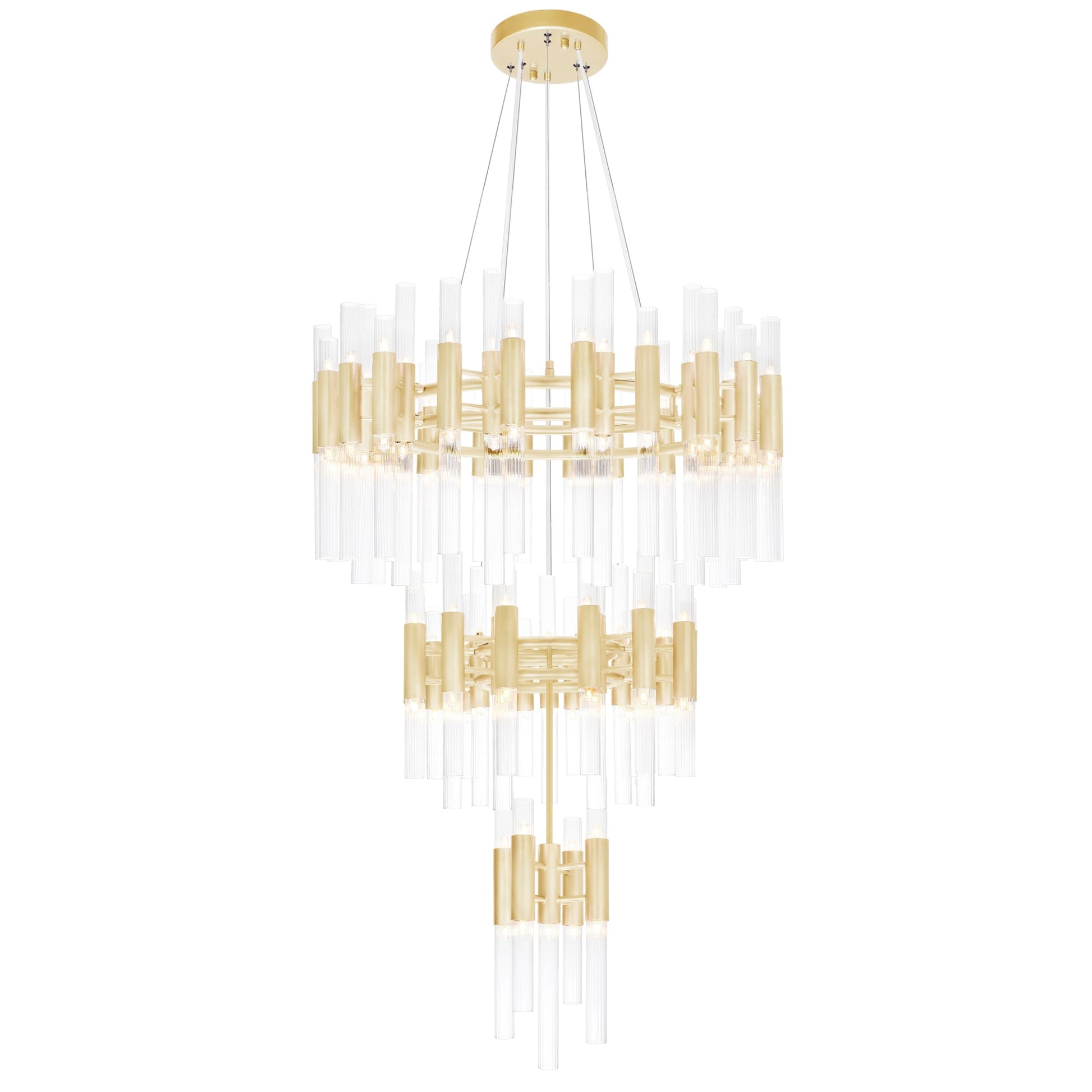 Orgue 123 Light 32in Satin Gold Chandelier - CWI Lighting