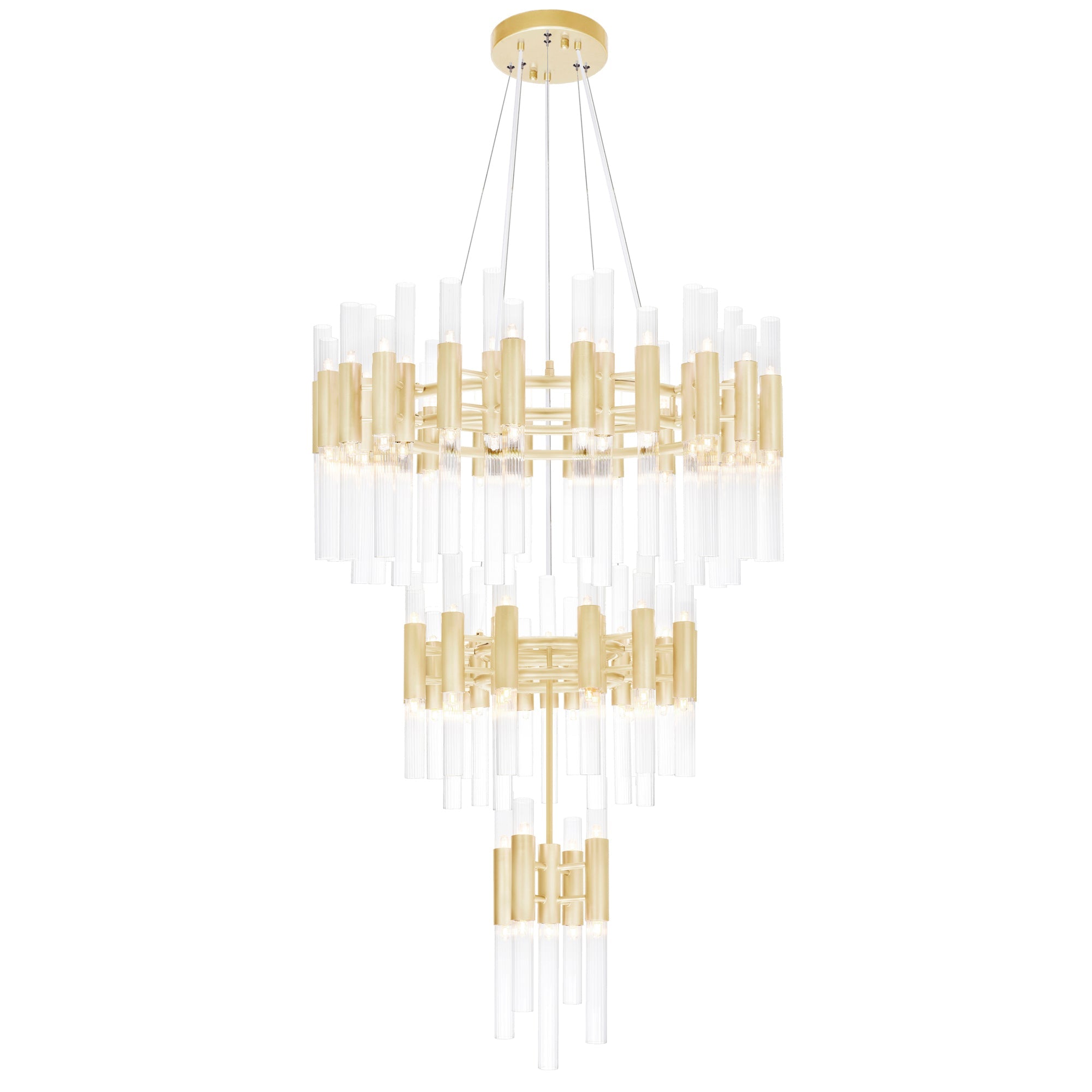 Orgue 123 Light 32in Satin Gold Chandelier - CWI Lighting
