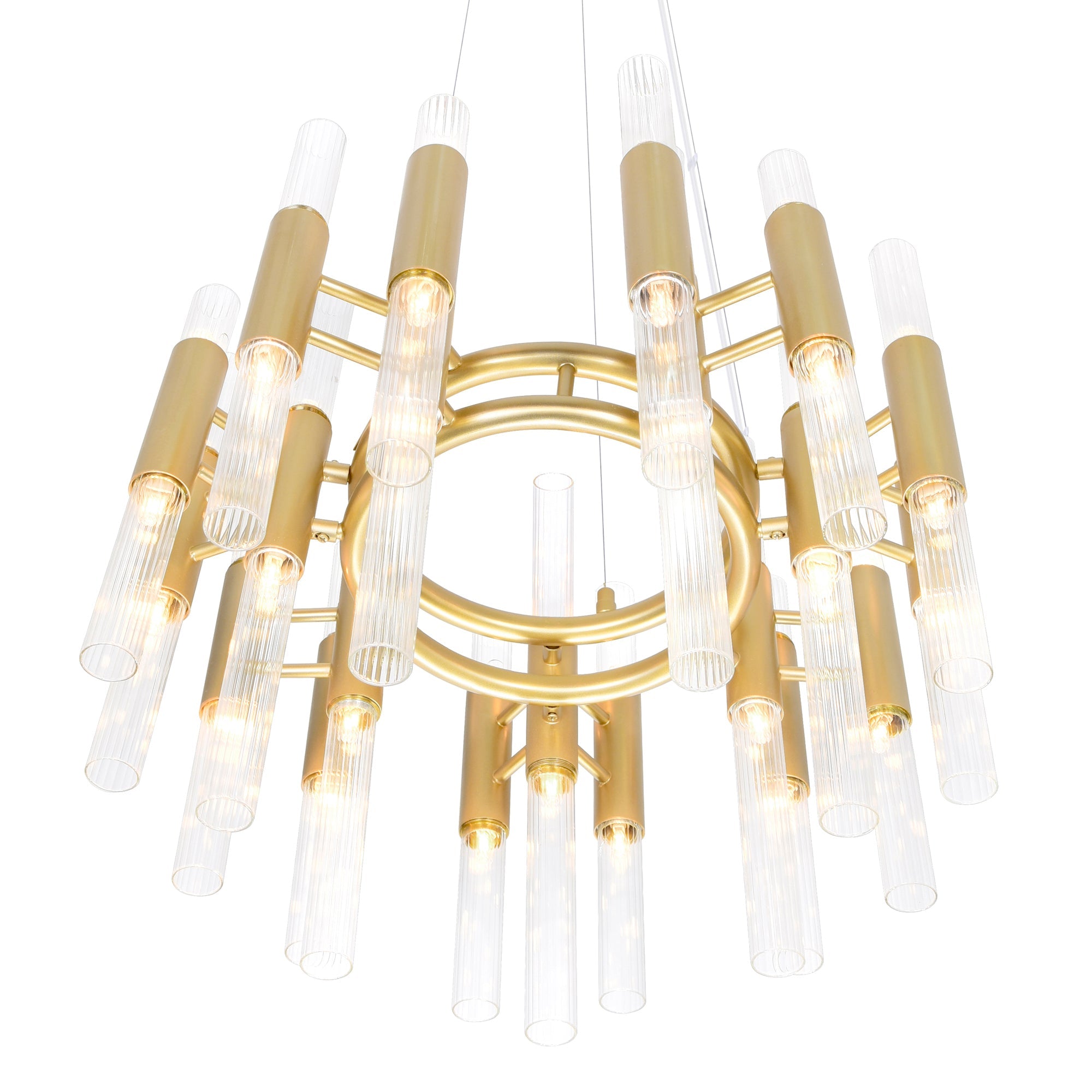 Orgue 42 Light 20in Satin Gold Chandelier - CWI Lighting