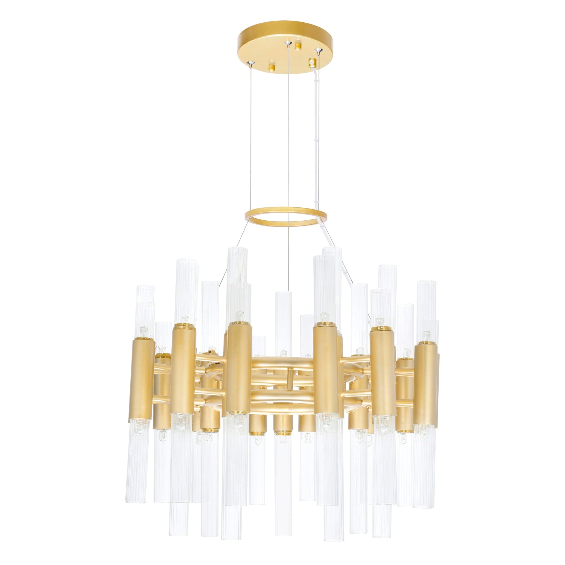 Orgue 42 Light 20in Satin Gold Chandelier - CWI Lighting