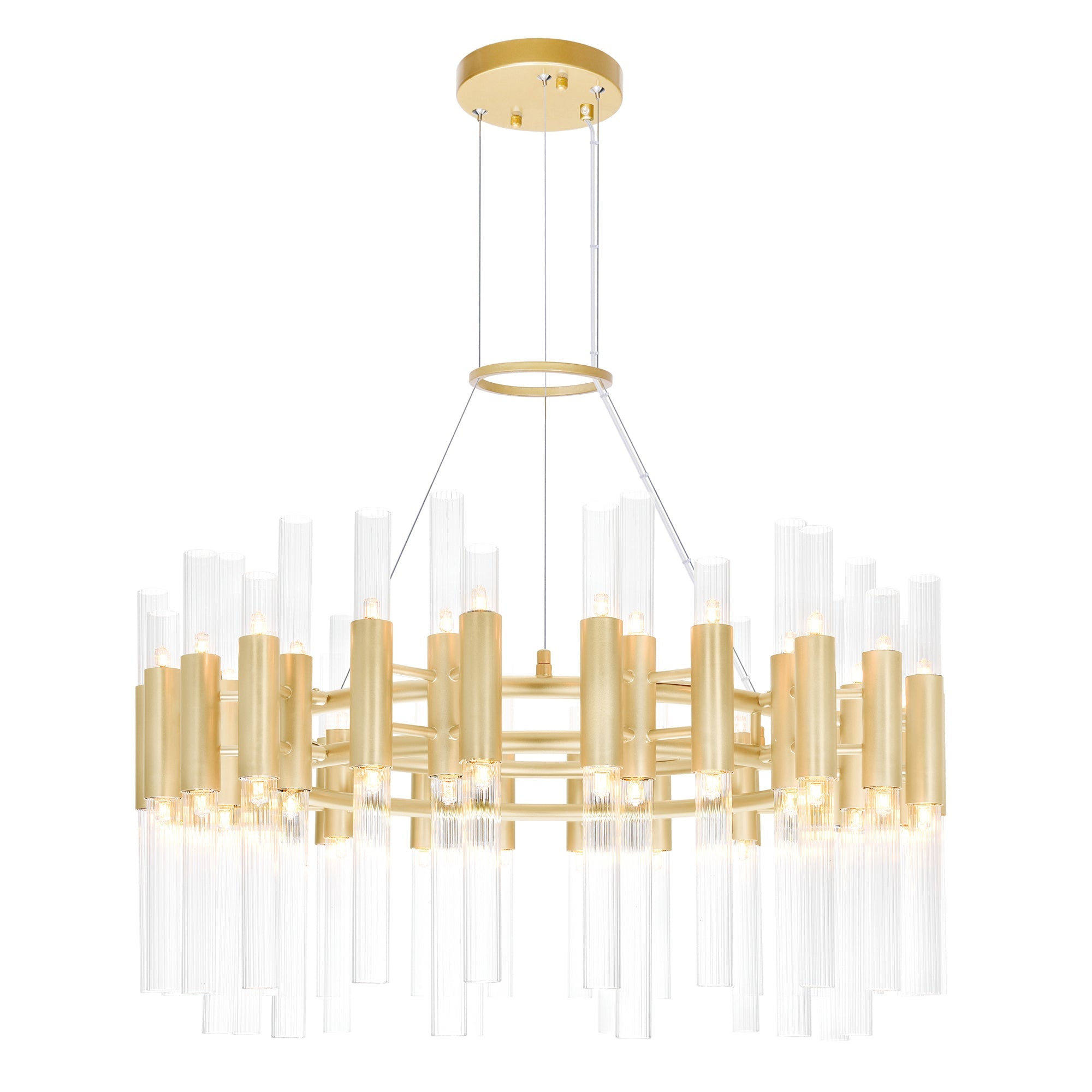 Orgue 72 Light 32in Satin Gold Chandelier - CWI Lighting