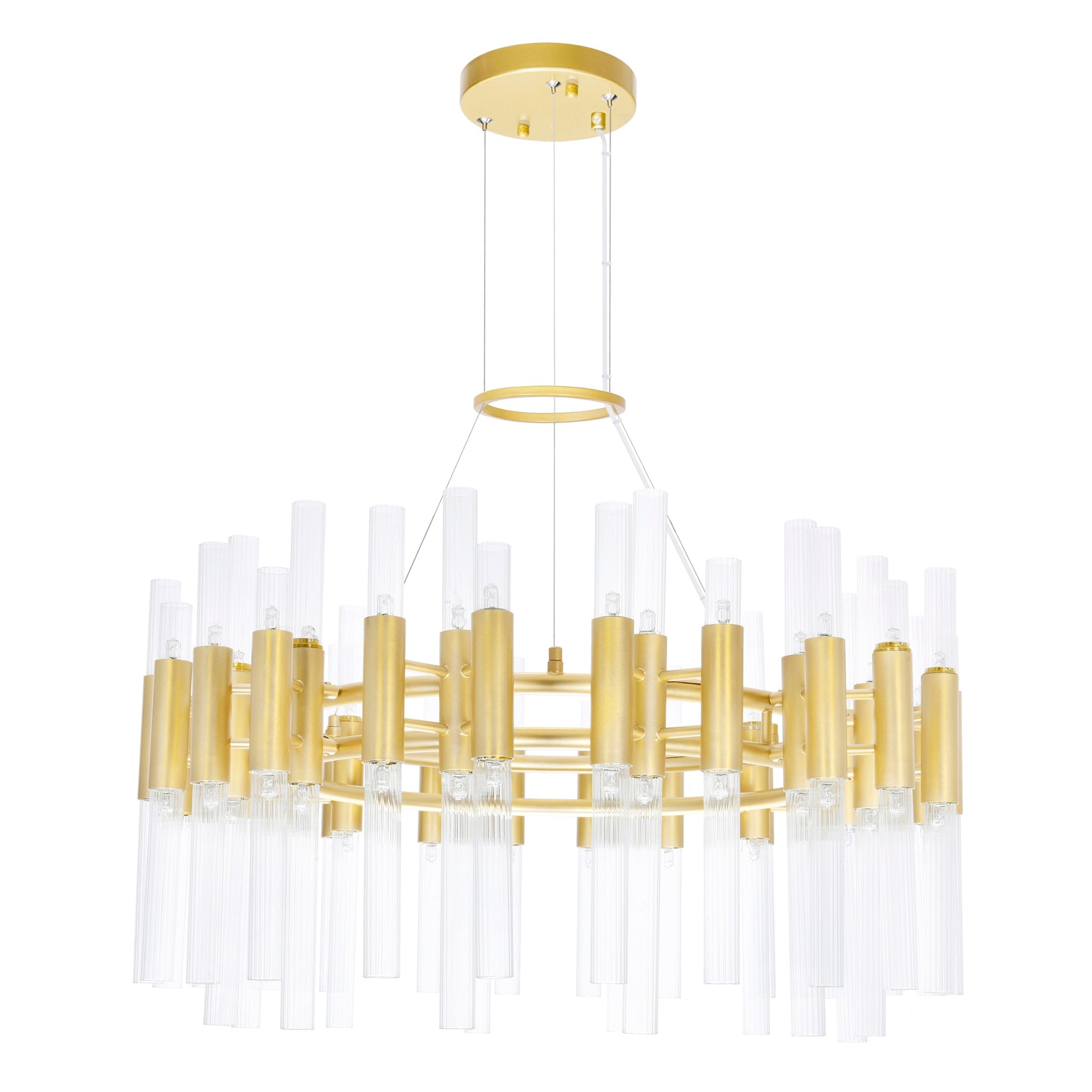 Orgue 72 Light 32in Satin Gold Chandelier - CWI Lighting