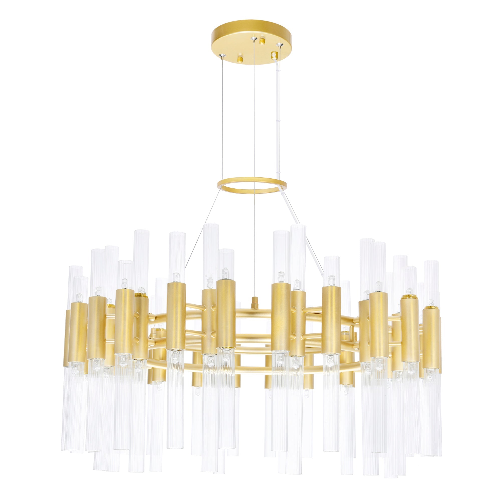 Orgue 72 Light 32in Satin Gold Chandelier - CWI Lighting