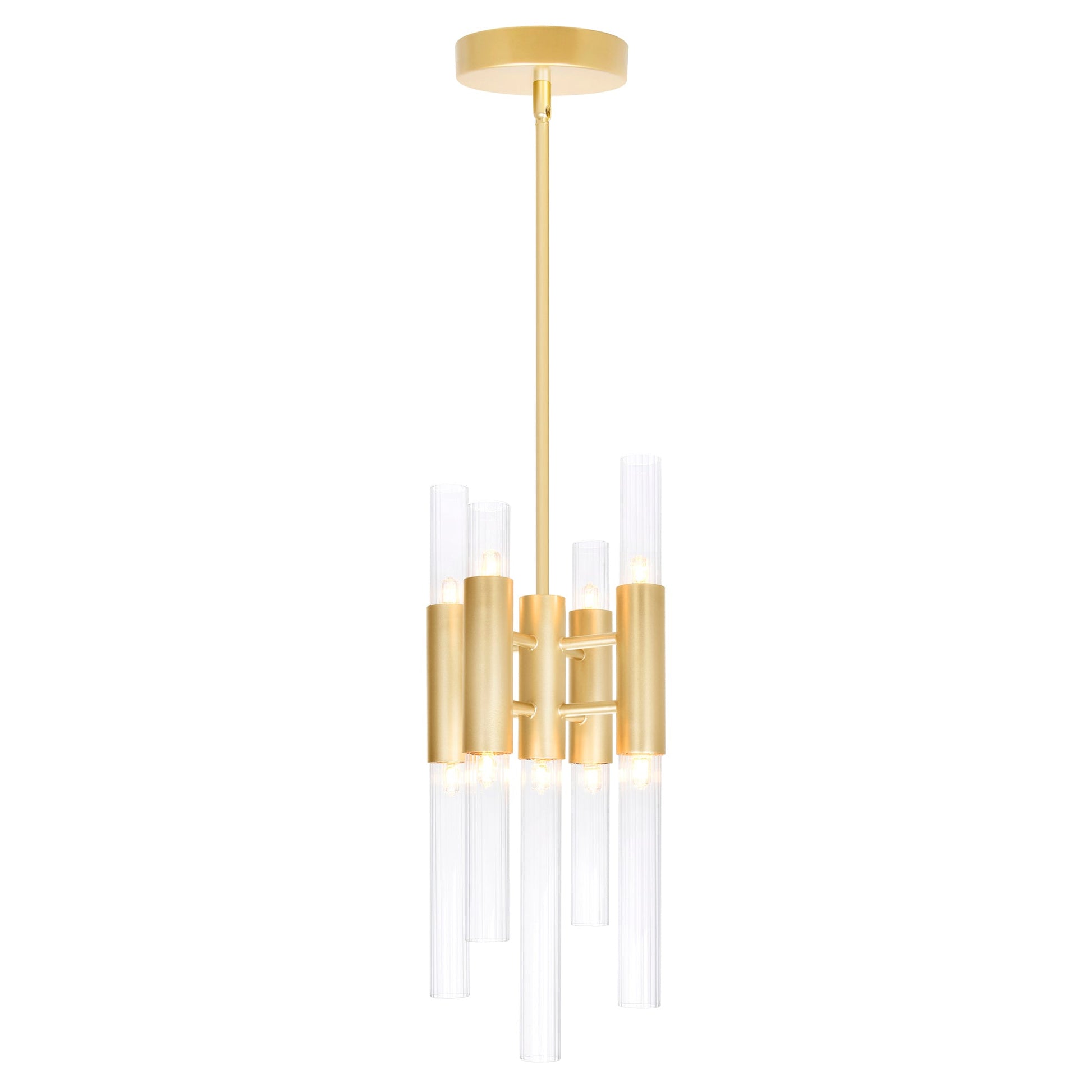Orgue 9 Light 8in Satin Gold Mini Pendant - CWI Lighting