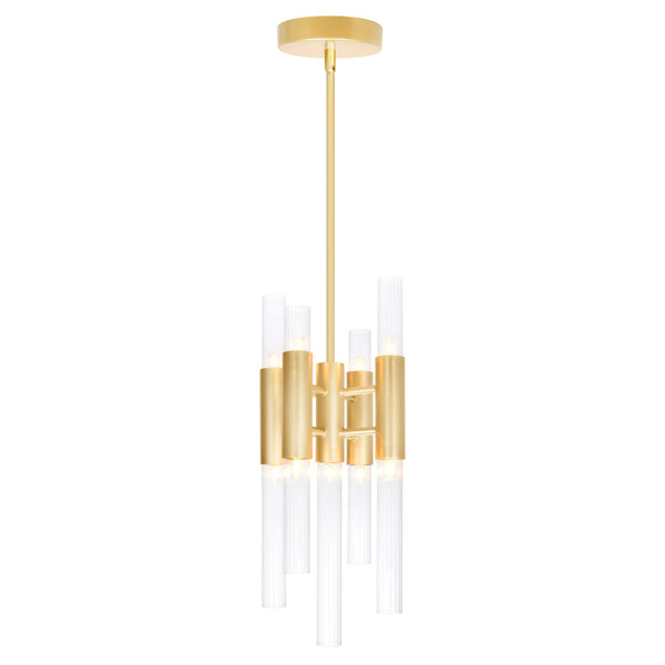 Orgue 9 Light 8in Satin Gold Mini Pendant - CWI Lighting