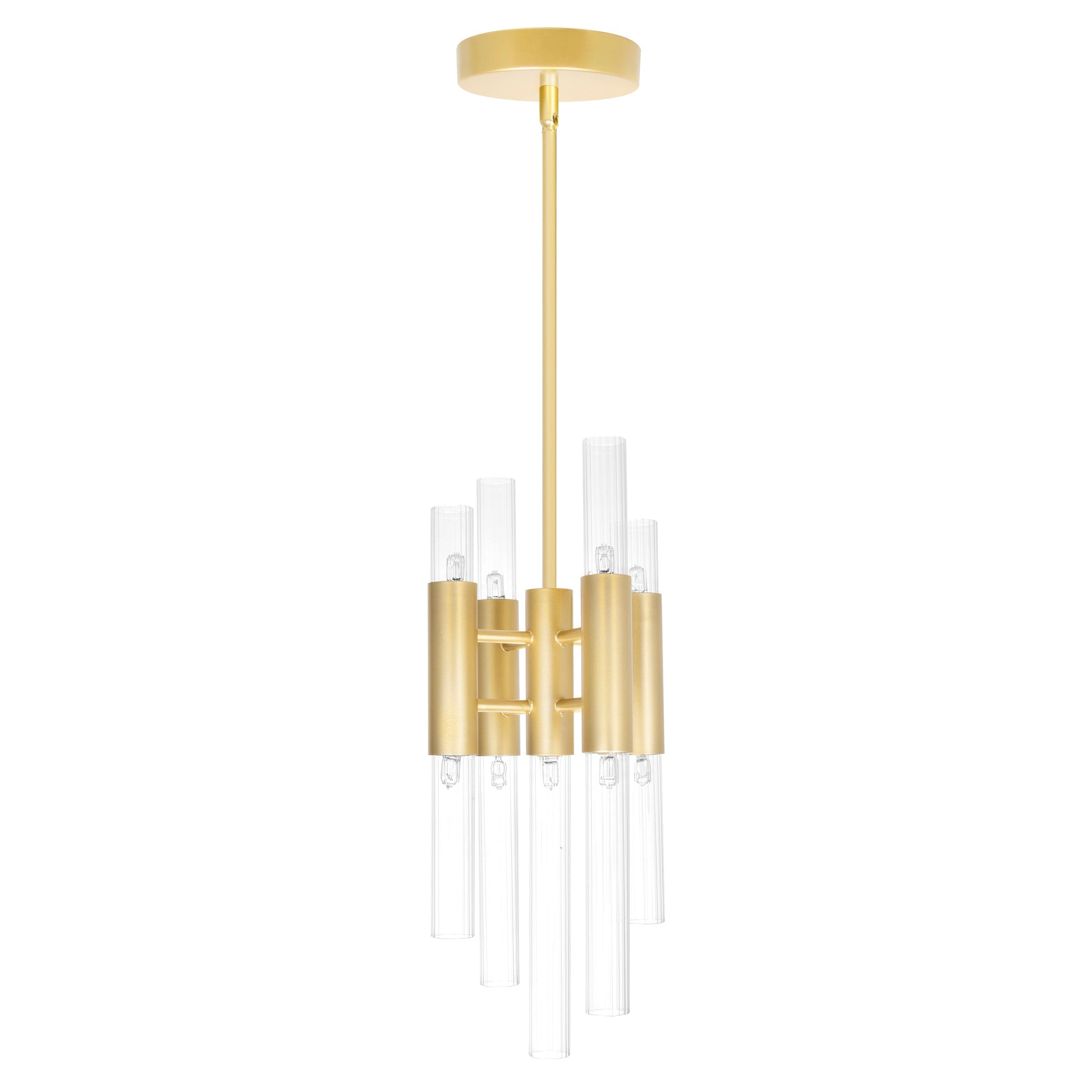 Orgue 9 Light 8in Satin Gold Mini Pendant - CWI Lighting