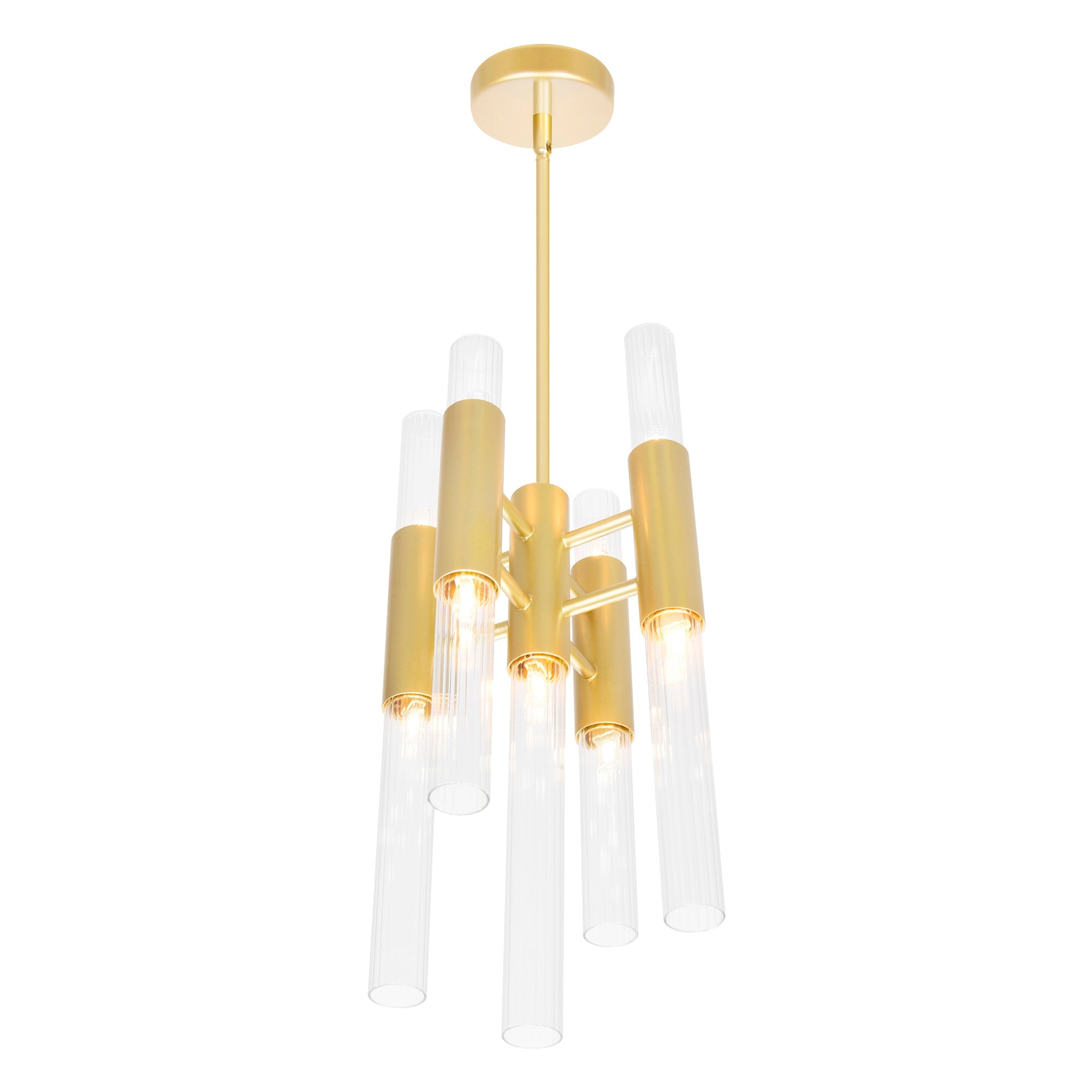 Orgue 9 Light 8in Satin Gold Mini Pendant - CWI Lighting
