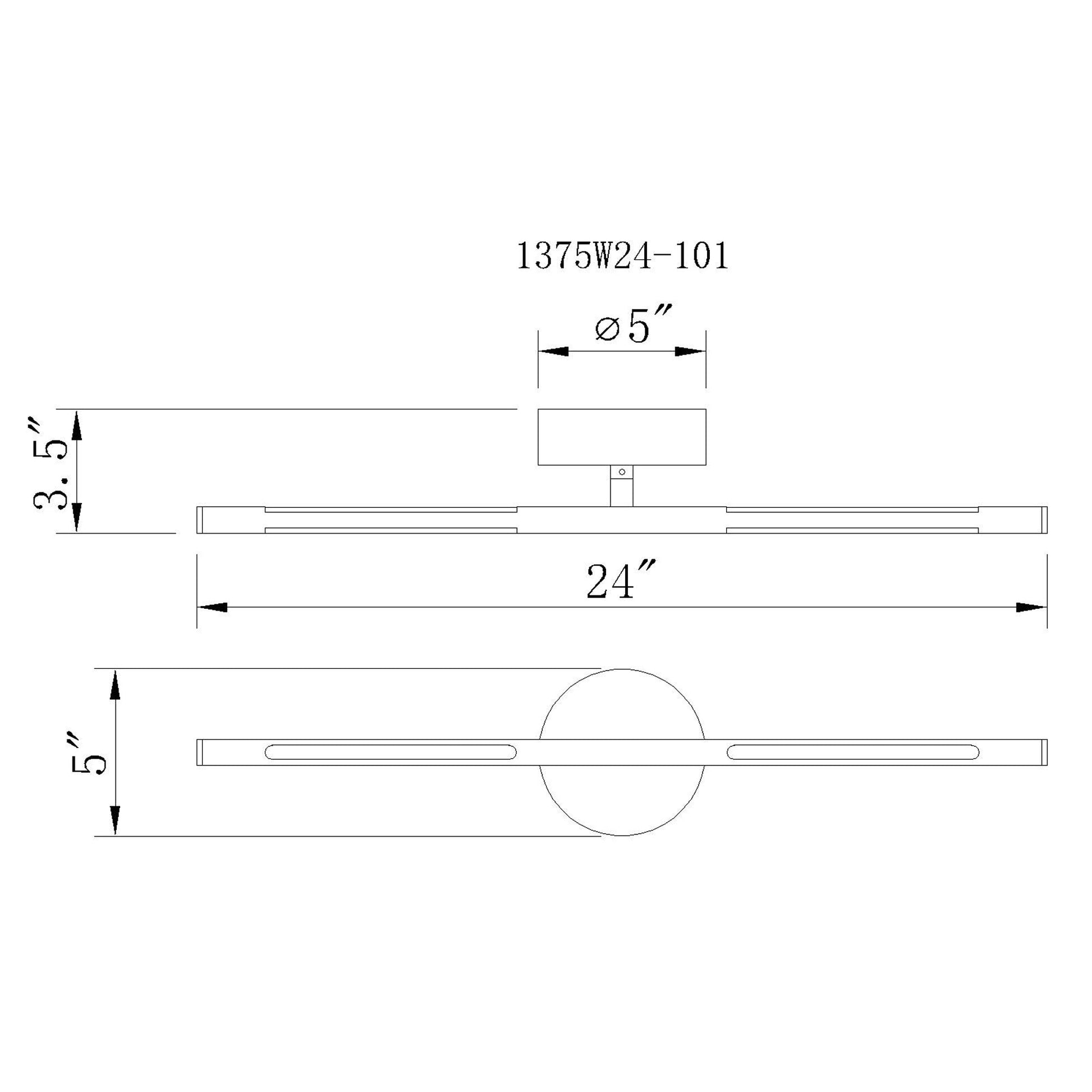 Oskil Integrated LED 24in Black Vanity Light - CWI Lighting
