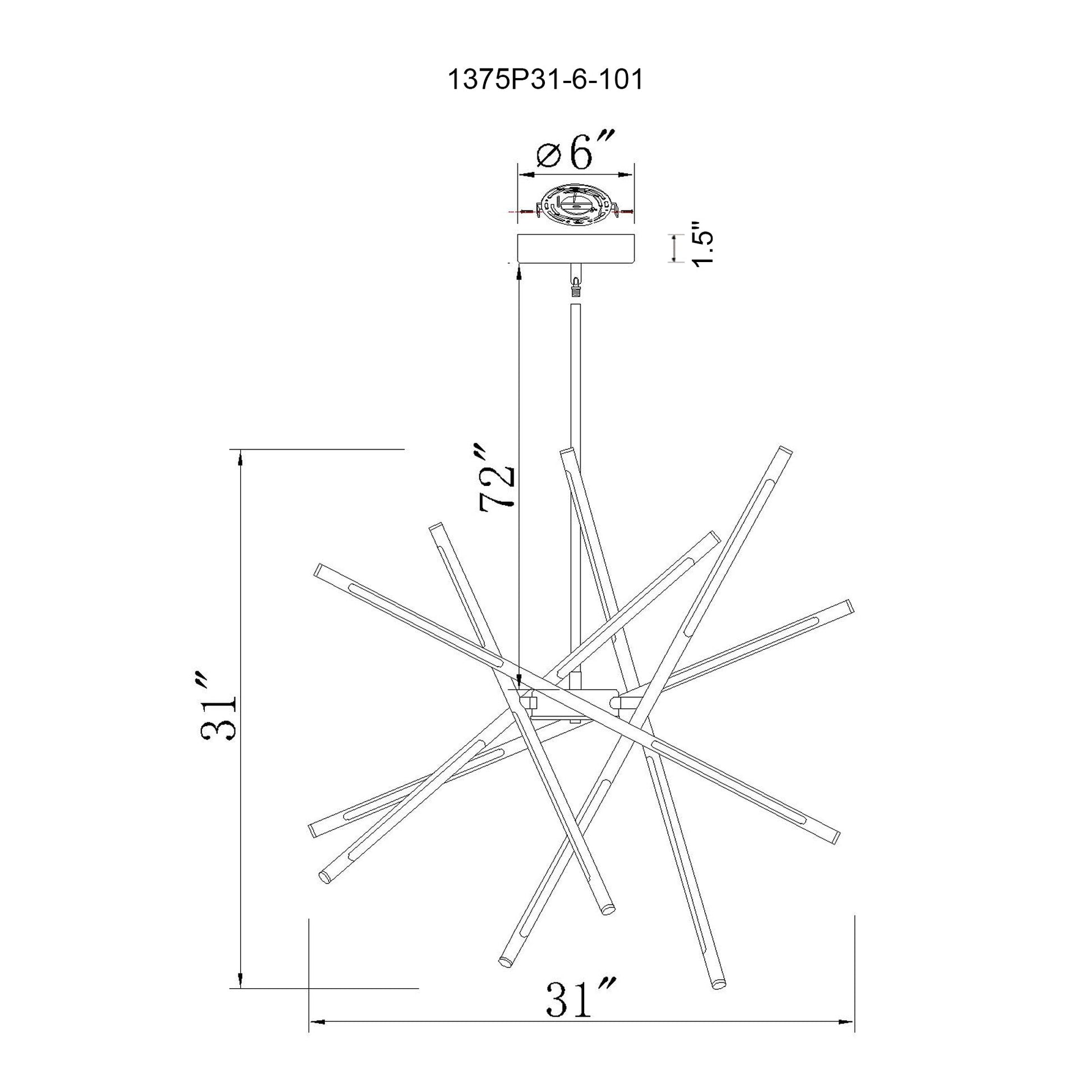Oskil Integrated LED 31in Black Chandelier - CWI Lighting
