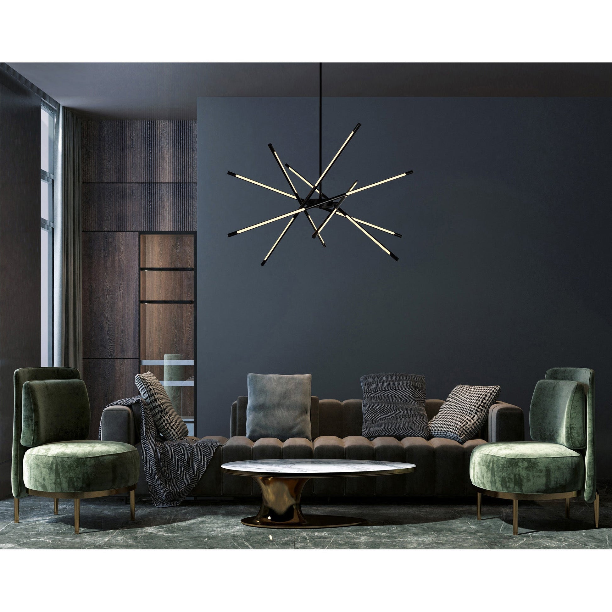 Oskil Integrated LED 43in Black Chandelier - CWI Lighting