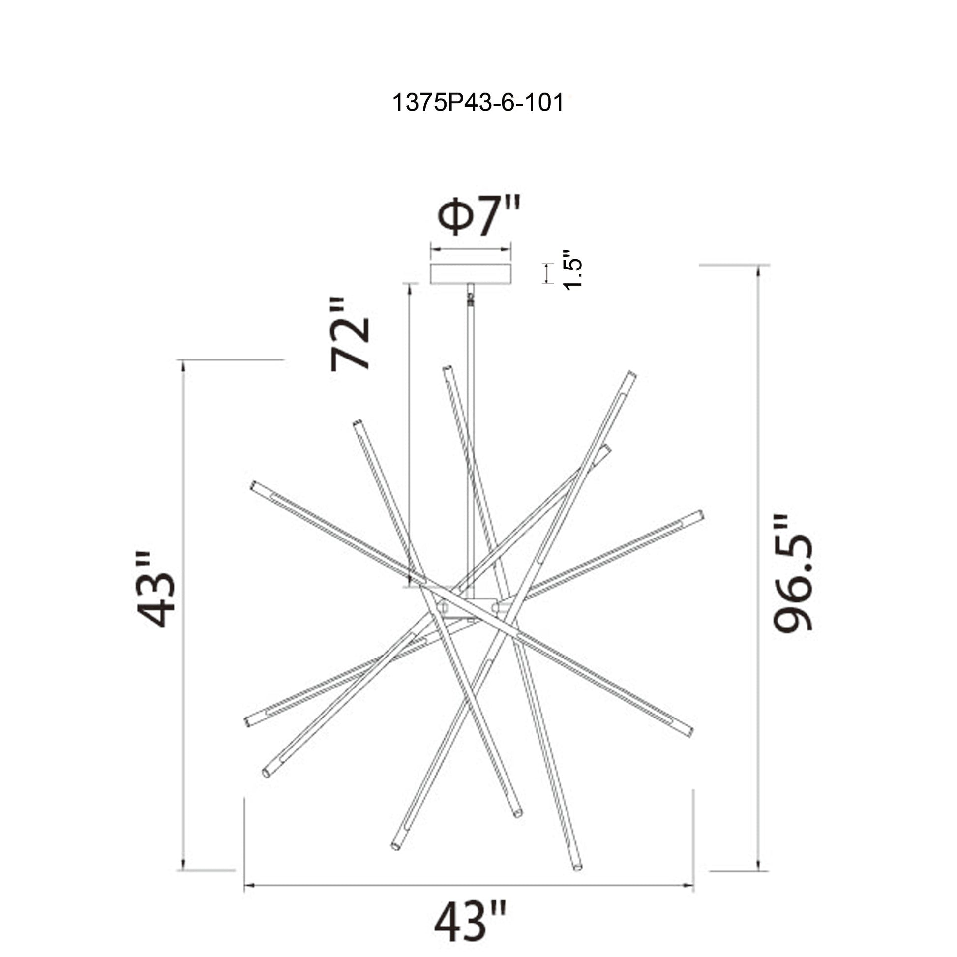 Oskil Integrated LED 43in Black Chandelier - CWI Lighting