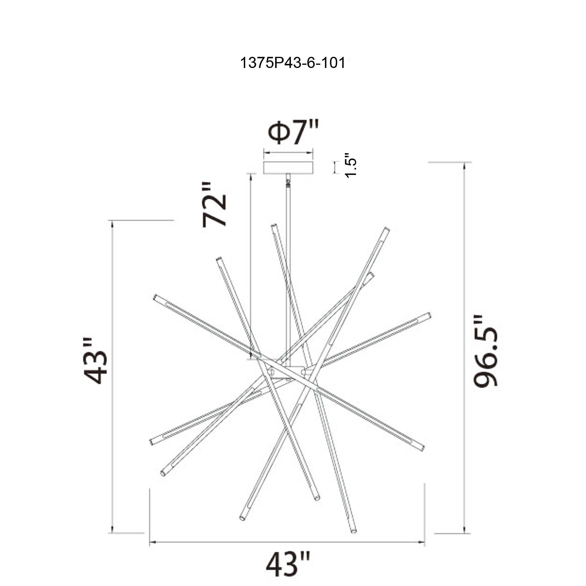 Oskil Integrated LED 43in Black Chandelier - CWI Lighting