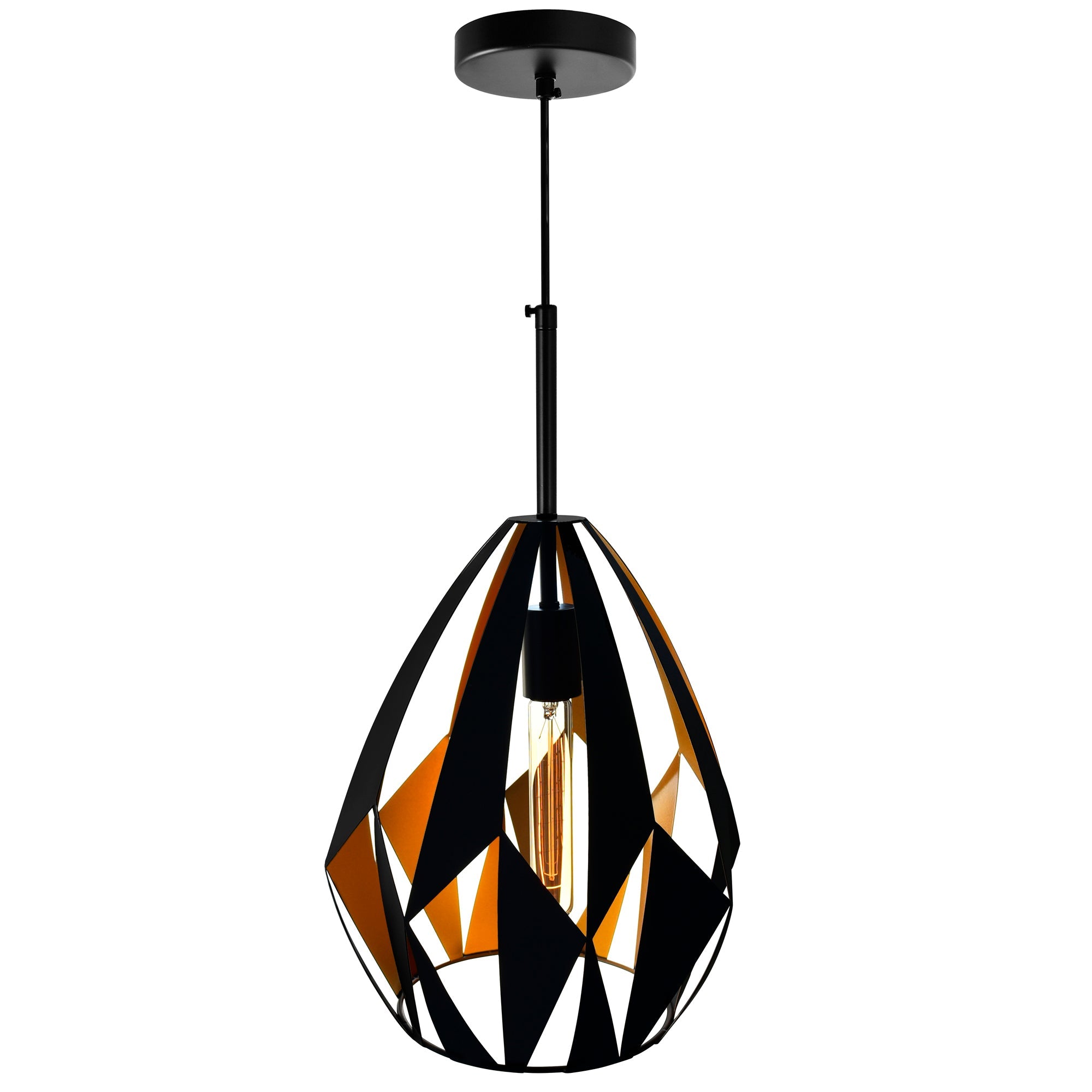 Oxide 1 Light 12in Black & Copper Down Pendant - CWI Lighting