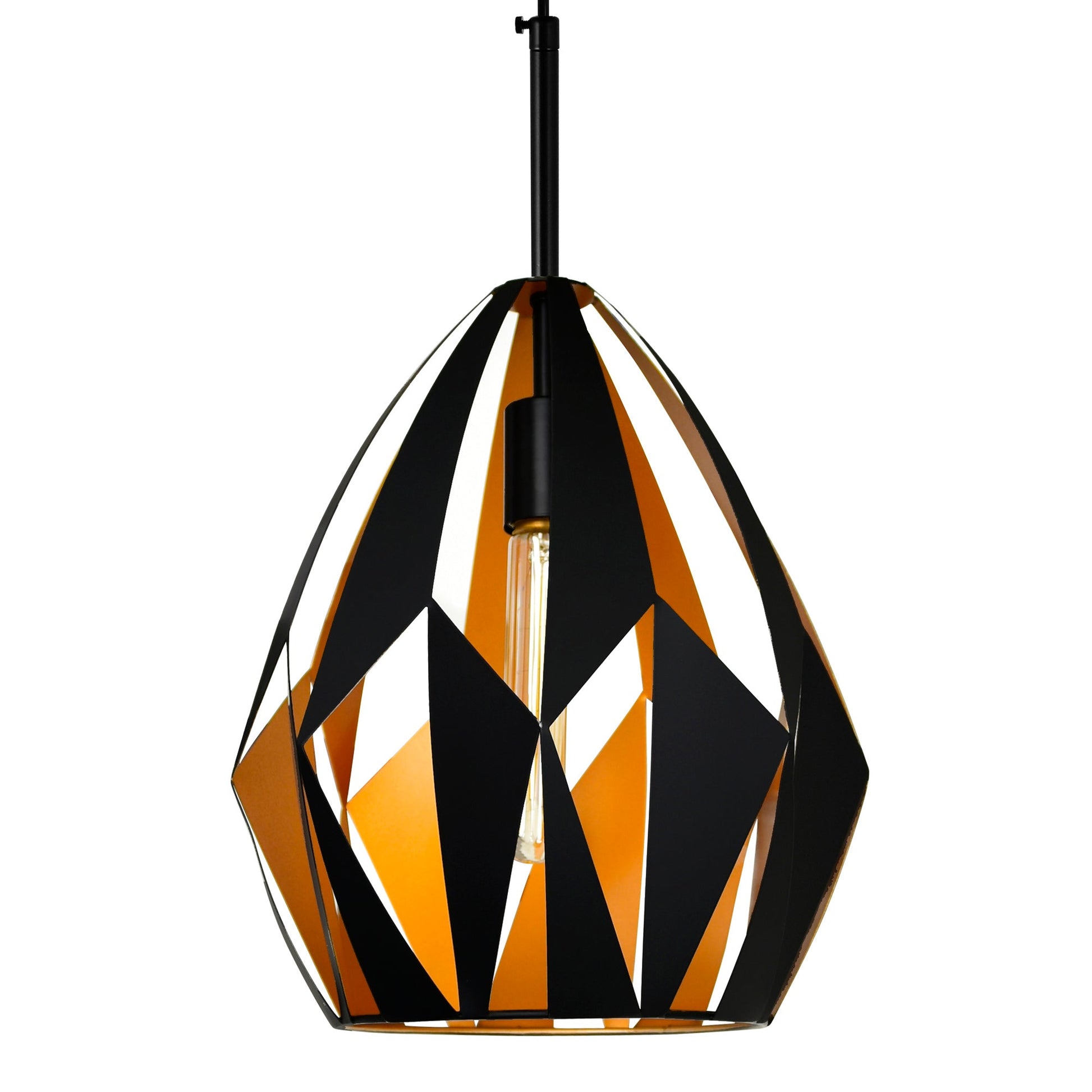 Oxide 1 Light 12in Black & Copper Down Pendant - CWI Lighting