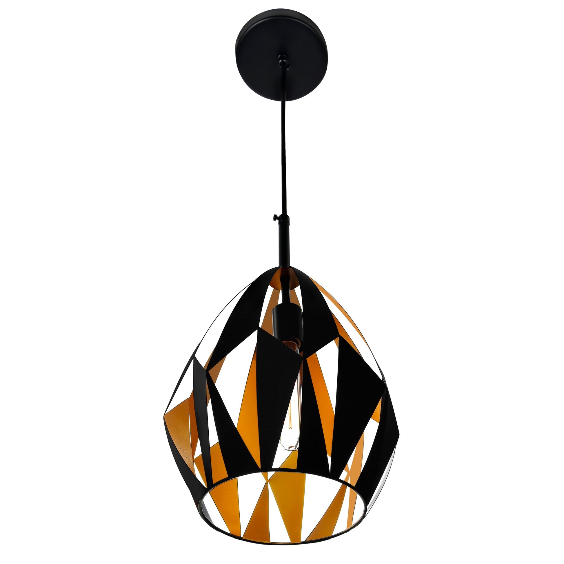 Oxide 1 Light 12in Black & Copper Down Pendant - CWI Lighting
