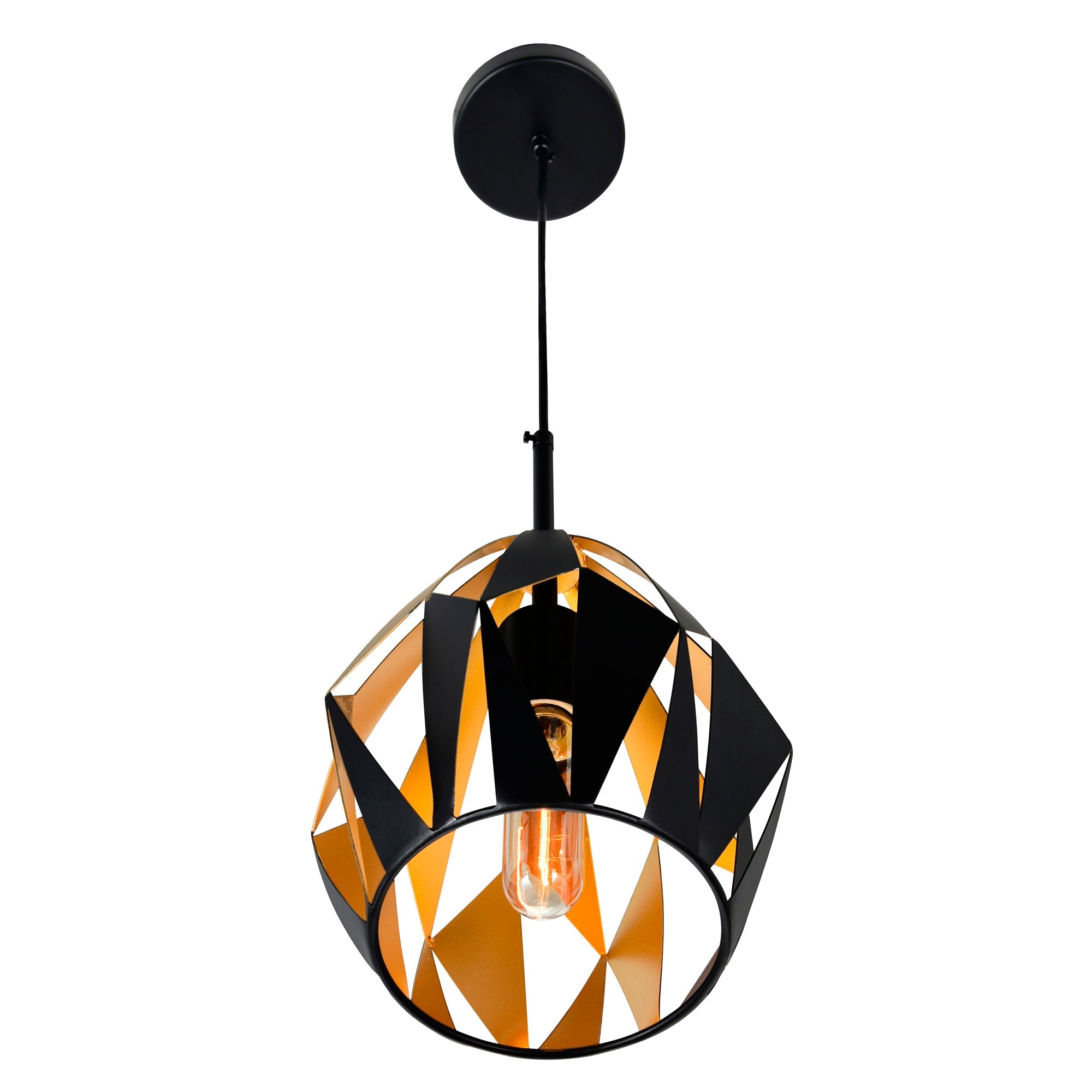 Oxide 1 Light 16in Black & Copper Down Pendant - CWI Lighting